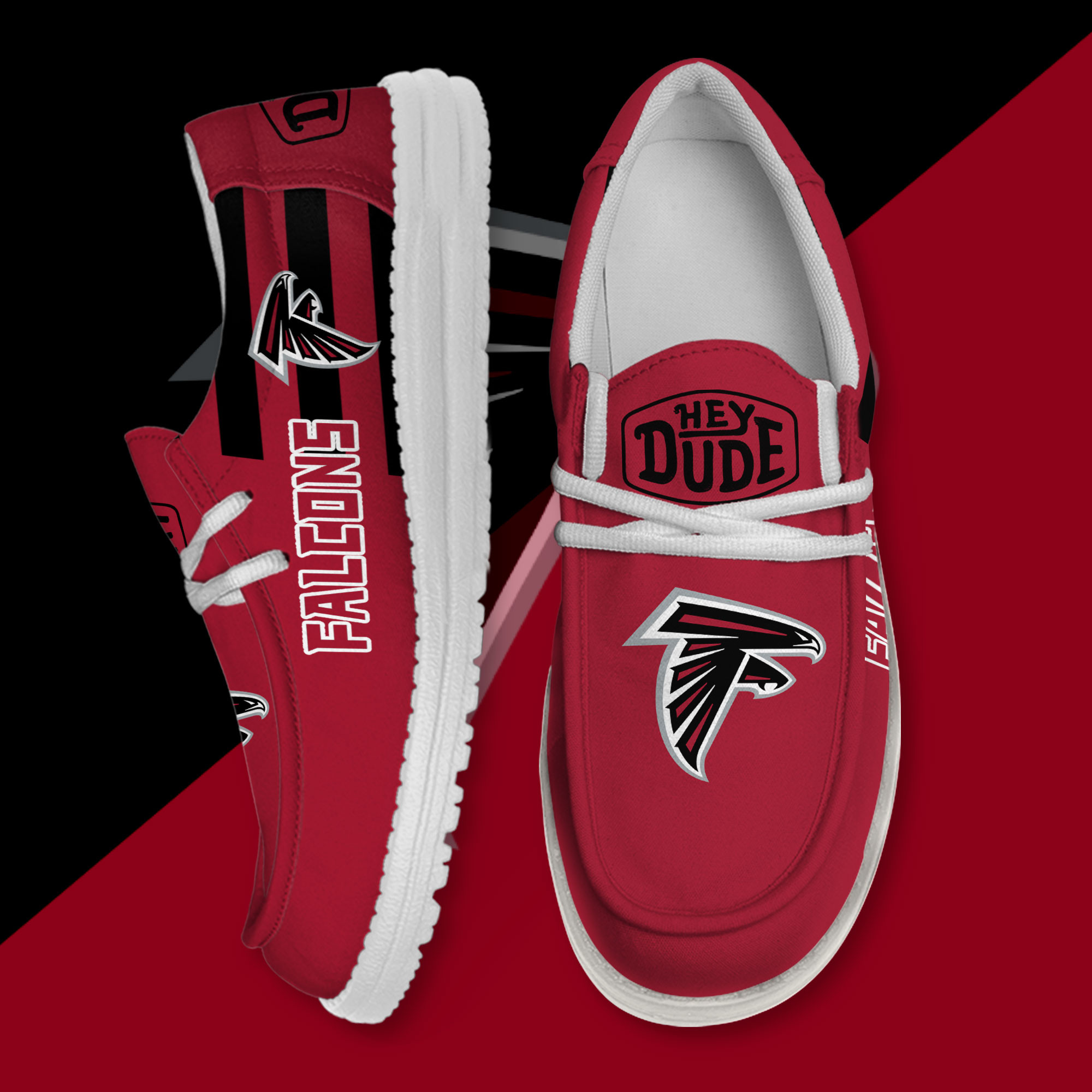 JWFancy Atlanta Falcons Hey Dude Shoes Wally Men's Lace Up Loafers Comfortable For Men And Women