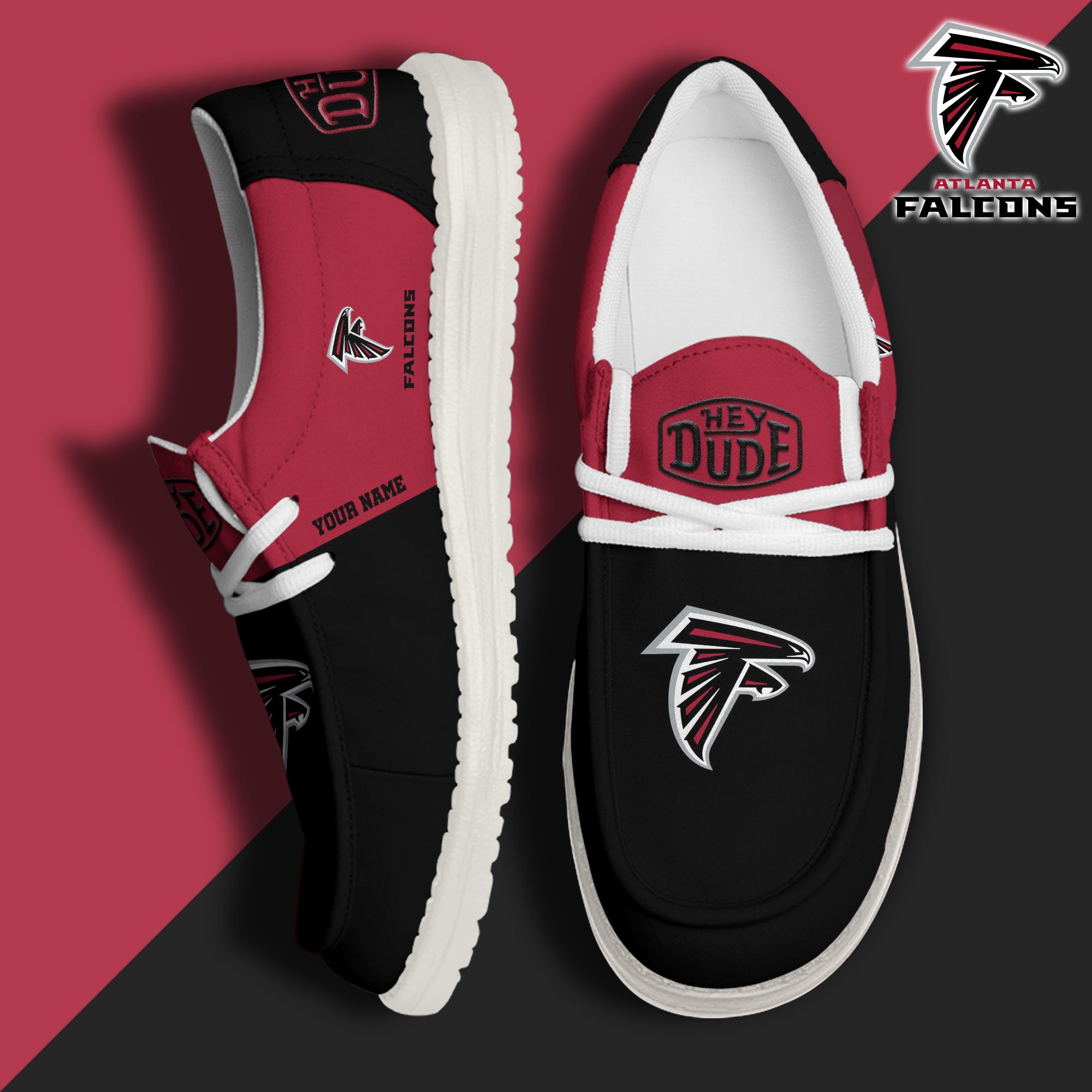 JWFancy Atlanta Falcons Hey Dude Shoes Wally Men's Lace Up Loafers Comfortable For Men And Women