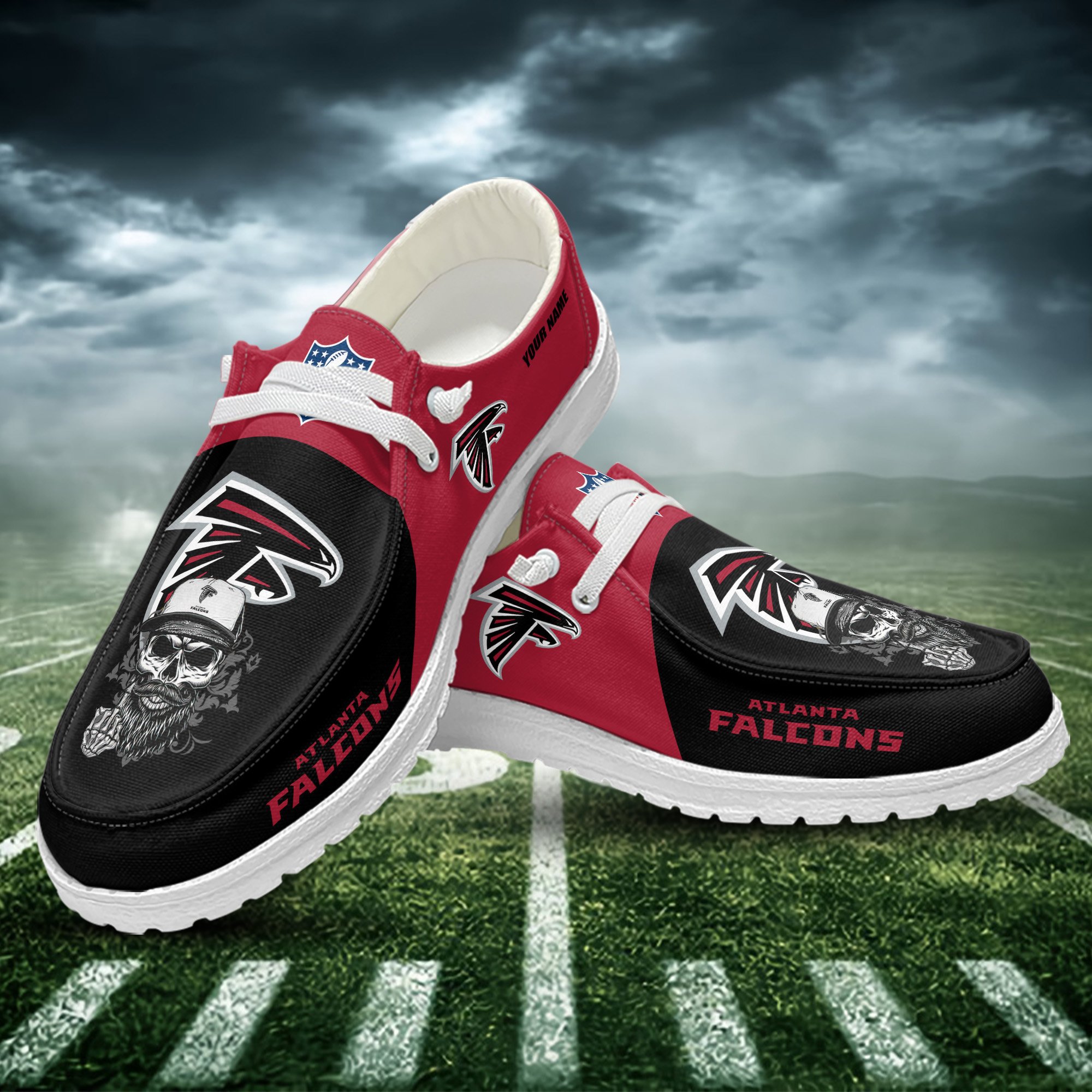 JWFancy Atlanta Falcons Hey Dude Shoes Wally Men's Lace Up Loafers Comfortable For Men And Women