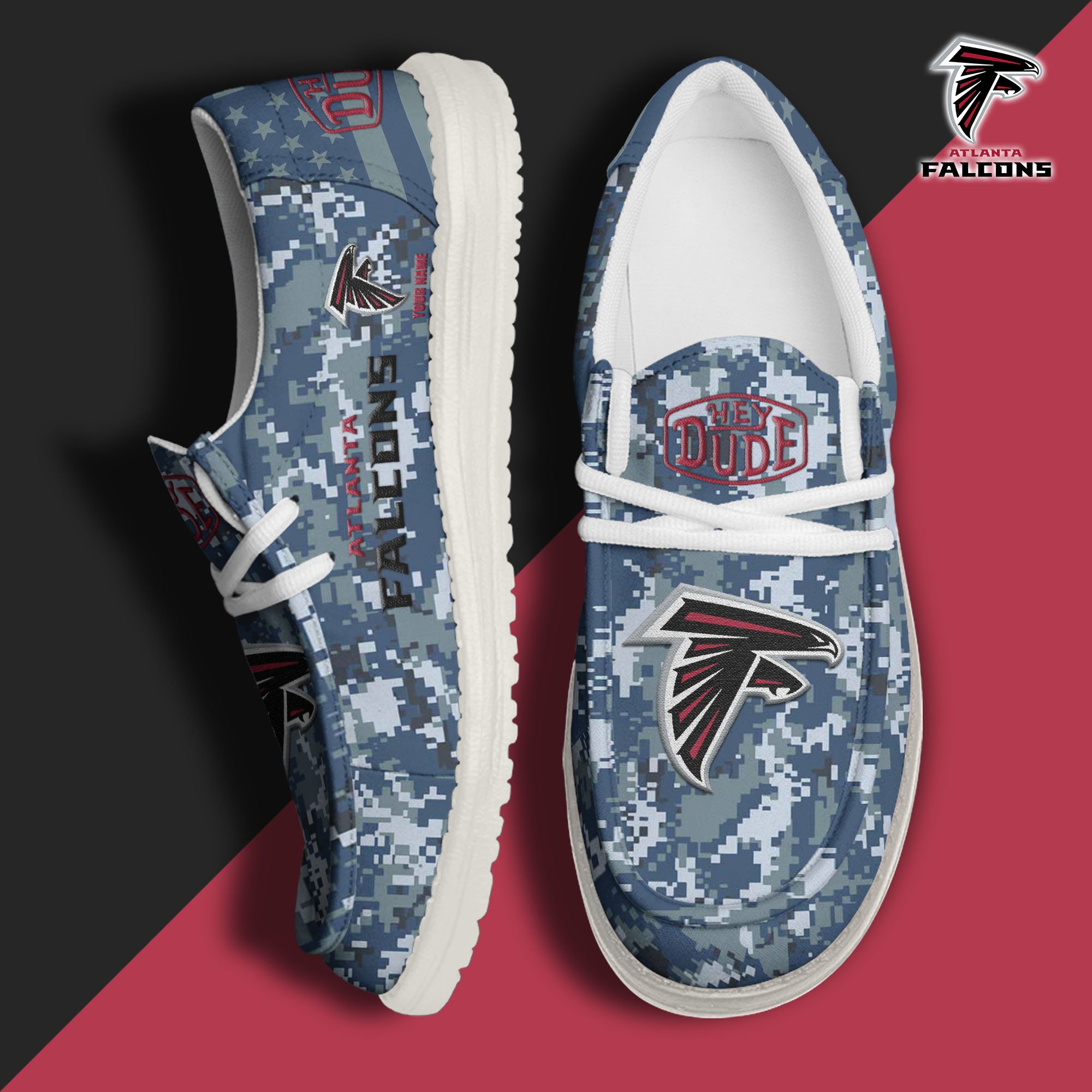 JWFancy Atlanta Falcons Hey Dude Shoes Wally Men's Lace Up Loafers Comfortable For Men And Women