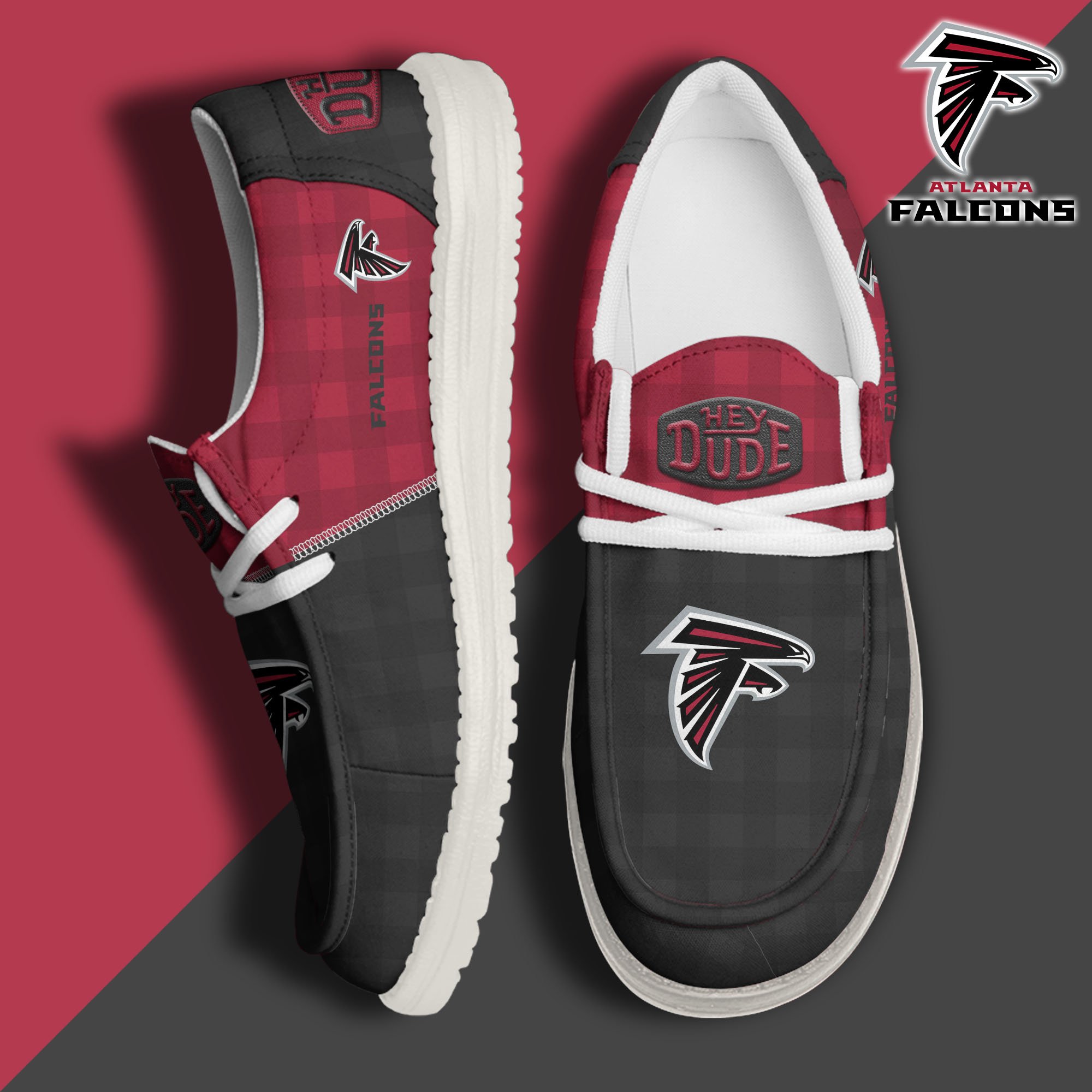 JWFancy Atlanta Falcons Hey Dude Shoes Wally Men's Lace Up Loafers Comfortable For Men And Women