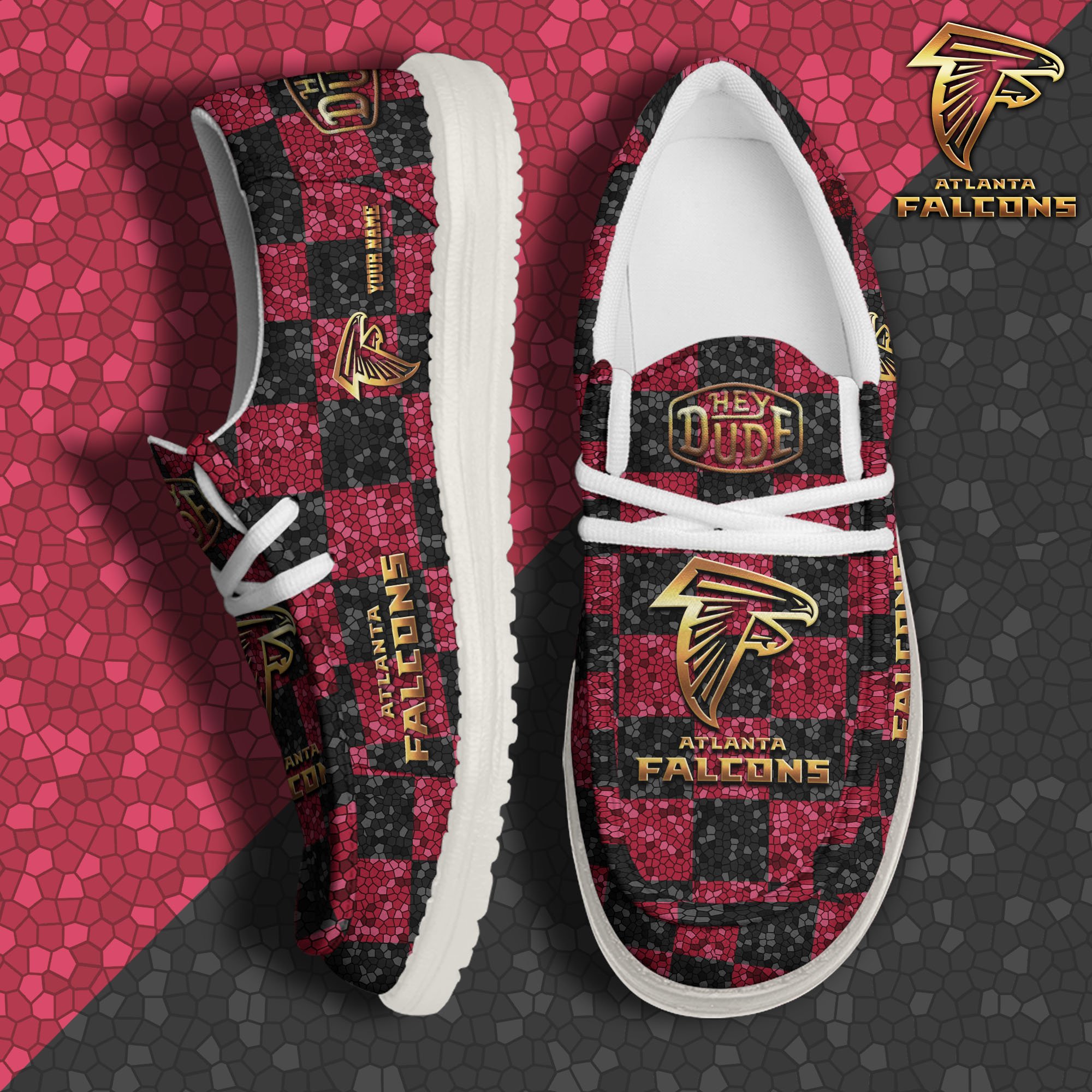 JWFancy Atlanta Falcons Hey Dude Shoes Wally Men's Lace Up Loafers Comfortable For Men And Women