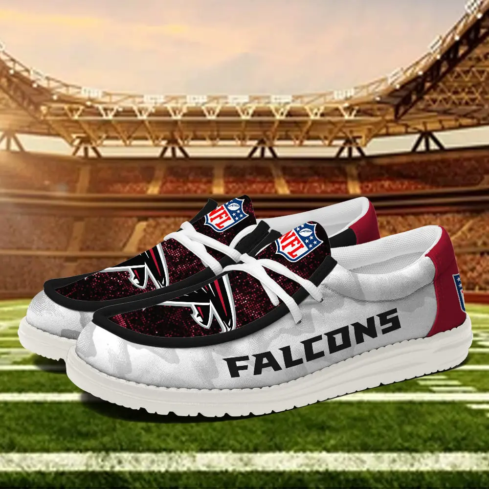 JWFancy Atlanta Falcons Hey Dude Shoes Wally Men's Lace Up Loafers Comfortable For Men And Women