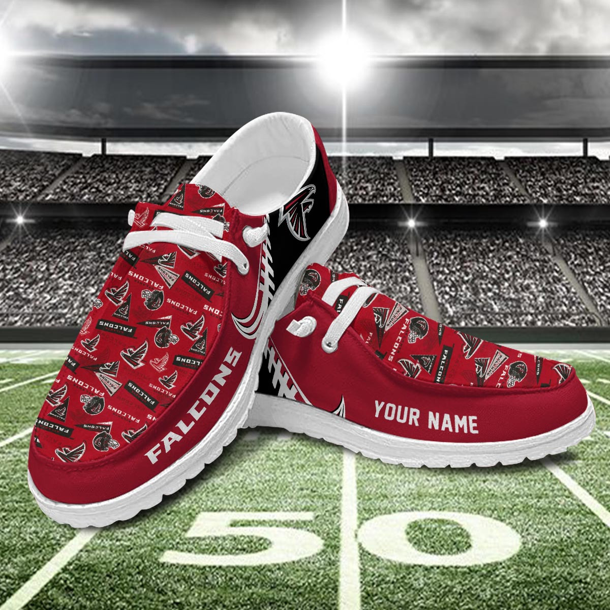 JWFancy Atlanta Falcons Hey Dude Shoes Wally Men's Lace Up Loafers Comfortable For Men And Women