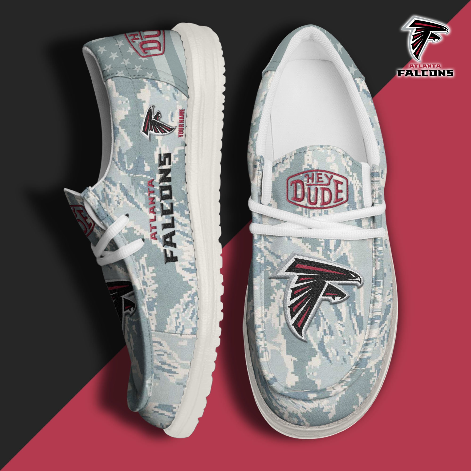 JWFancy Atlanta Falcons Hey Dude Shoes Wally Men's Lace Up Loafers Comfortable For Men And Women