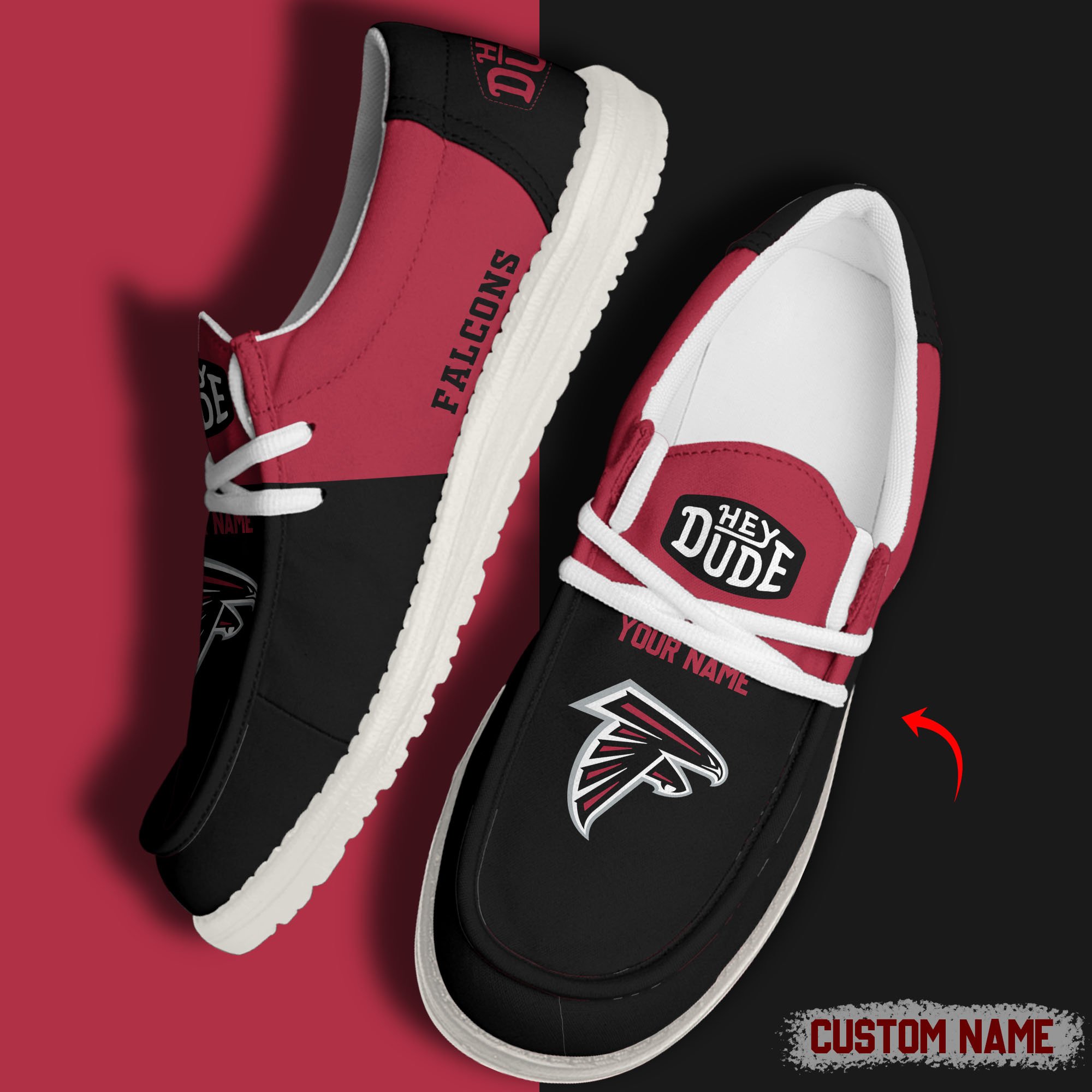 JWFancy Atlanta Falcons Hey Dude Shoes Wally Men's Lace Up Loafers Comfortable For Men And Women