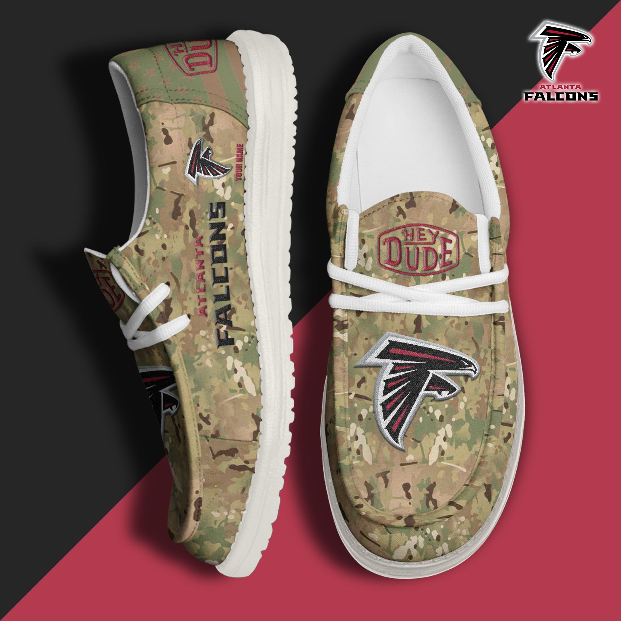 JWFancy Atlanta Falcons Hey Dude Shoes Wally Men's Lace Up Loafers Comfortable For Men And Women