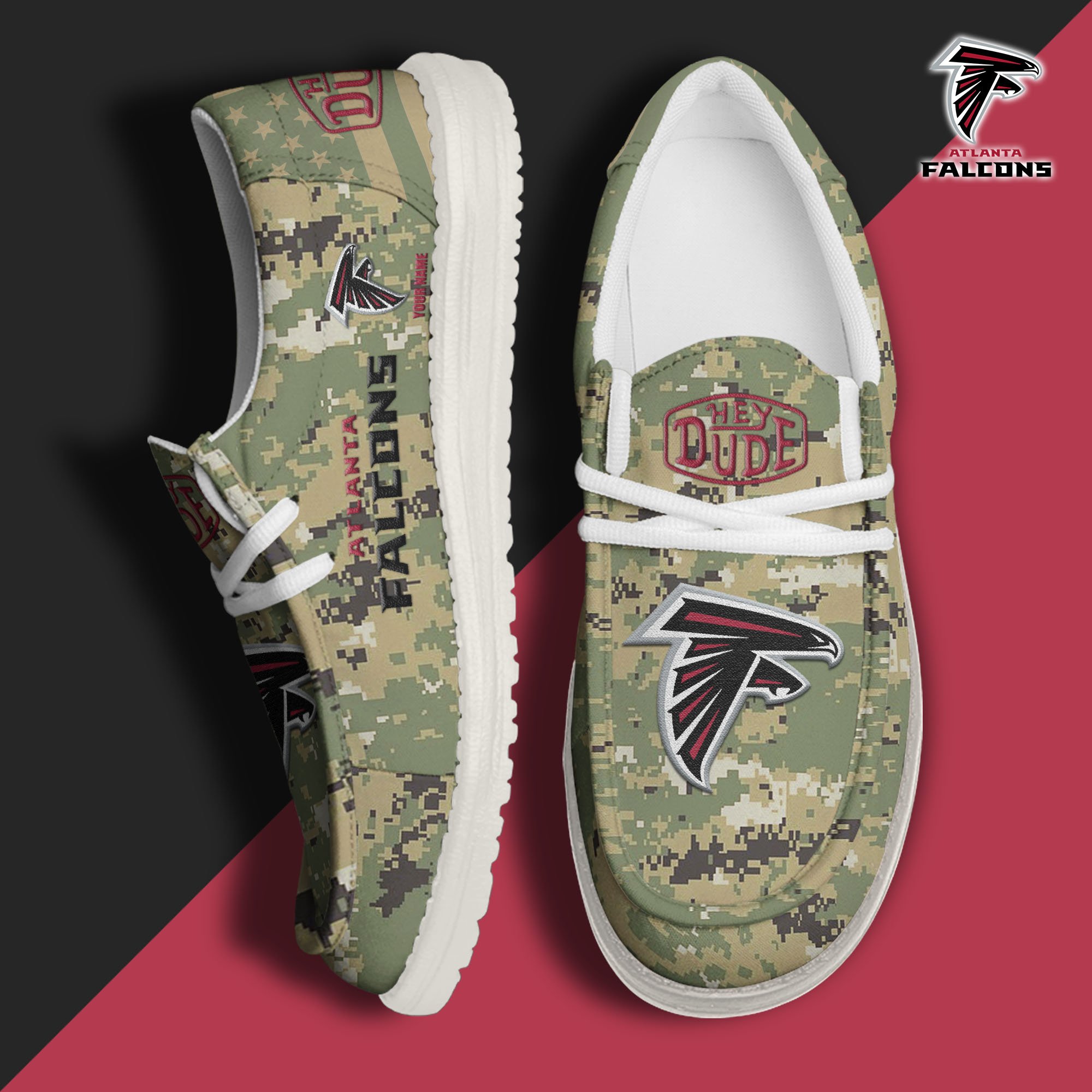 JWFancy Atlanta Falcons Hey Dude Shoes Wally Men's Lace Up Loafers Comfortable For Men And Women