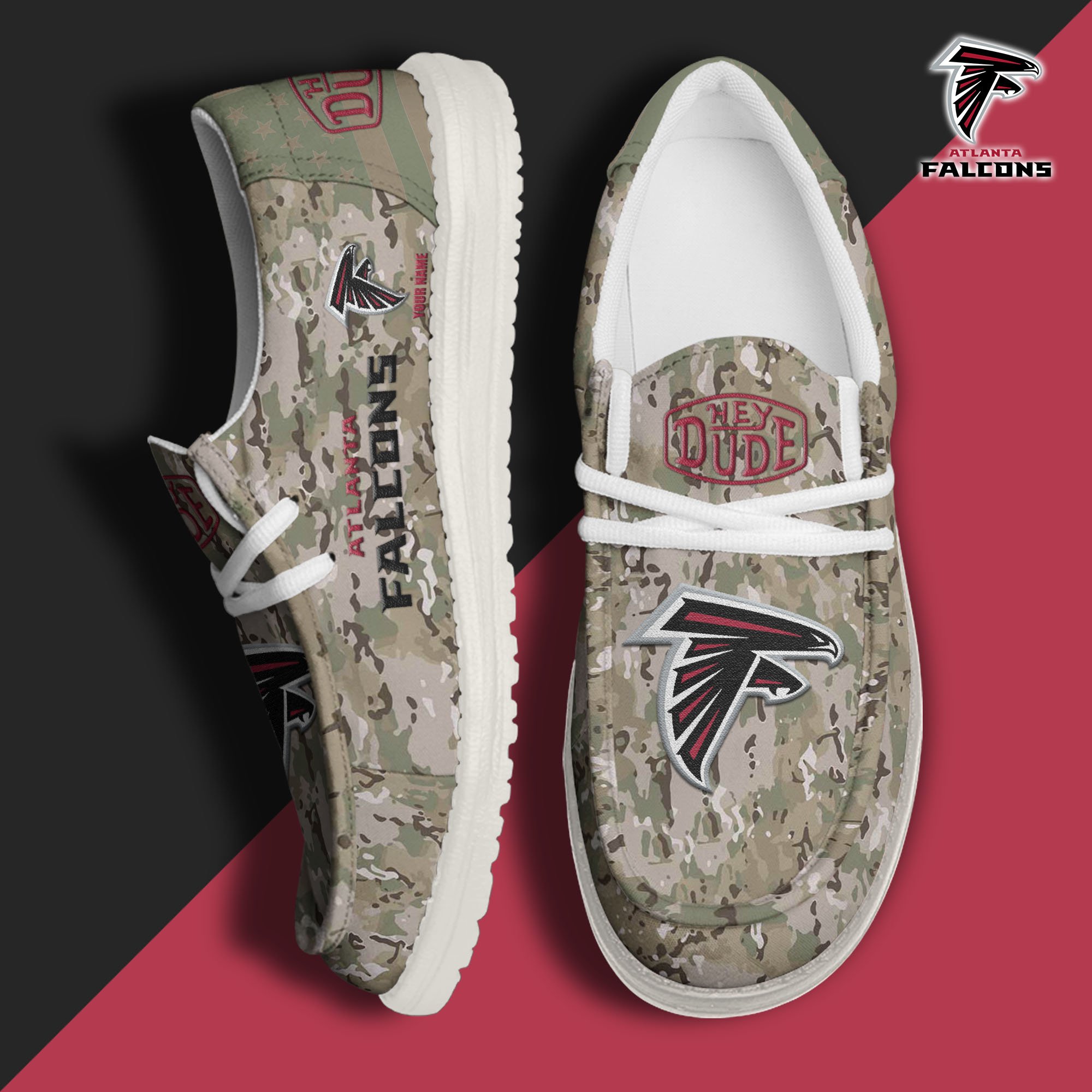 JWFancy Atlanta Falcons Hey Dude Shoes Wally Men's Lace Up Loafers Comfortable For Men And Women