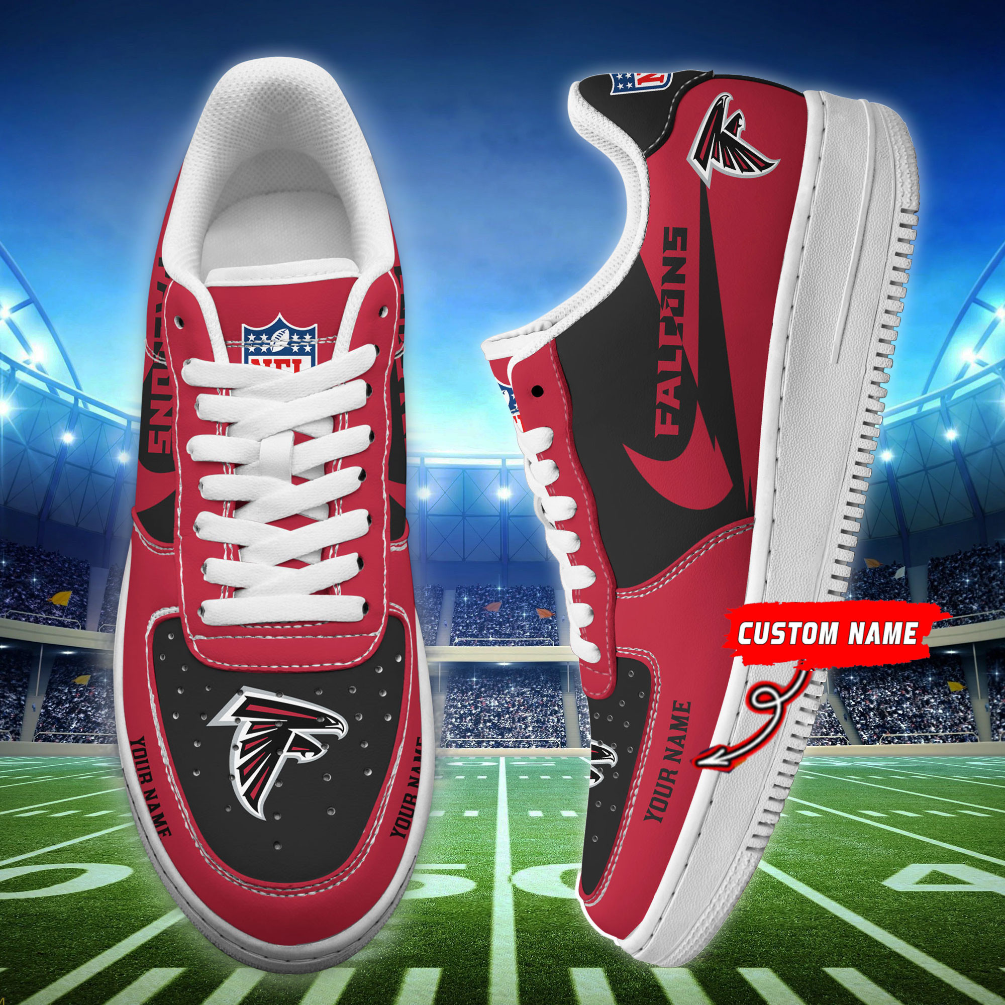 JWFancy Atlanta Falcons NFL Air Low-Top Sneakers Shoes For Men And Women