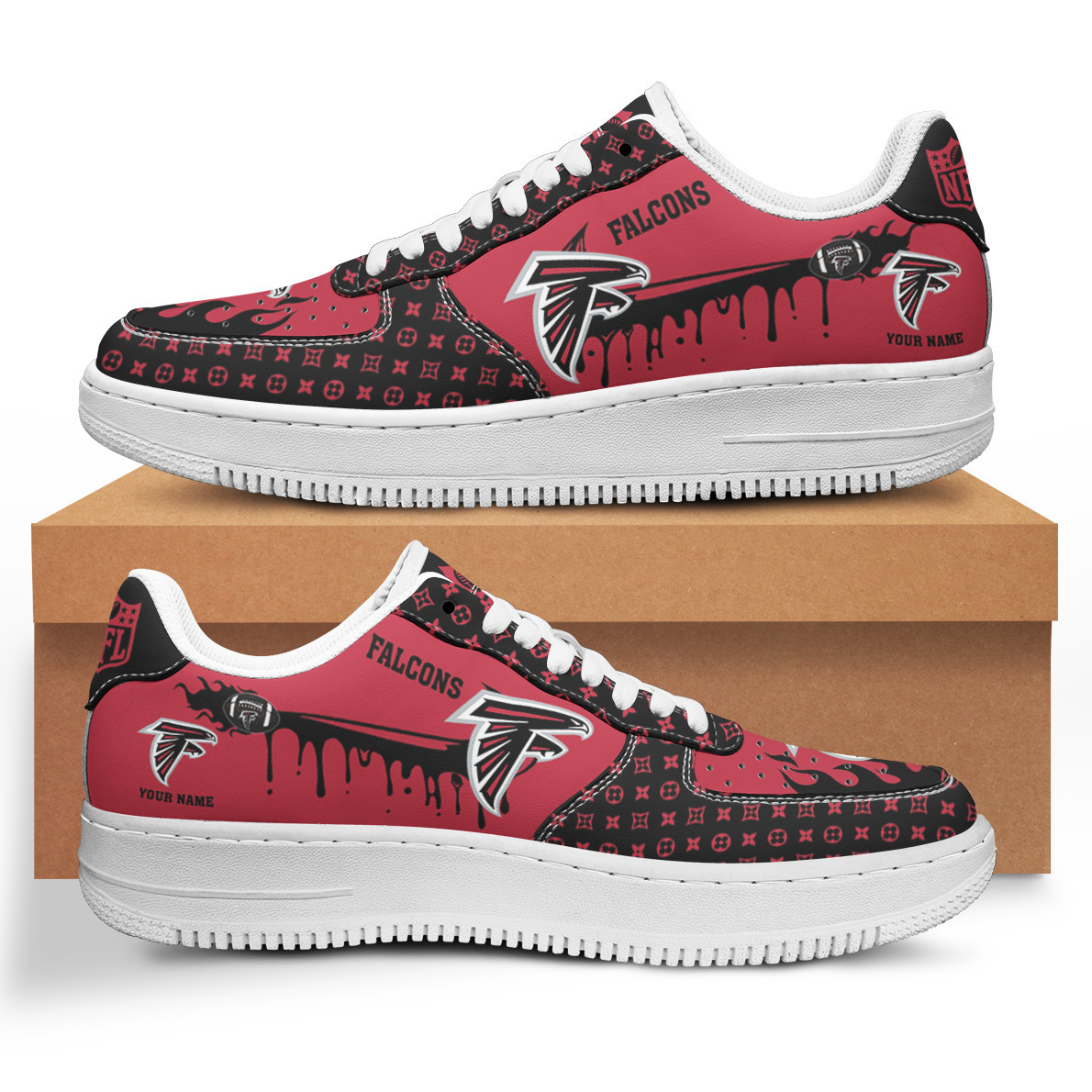 JWFancy Atlanta Falcons NFL Air Low-Top Sneakers Shoes For Men And Women