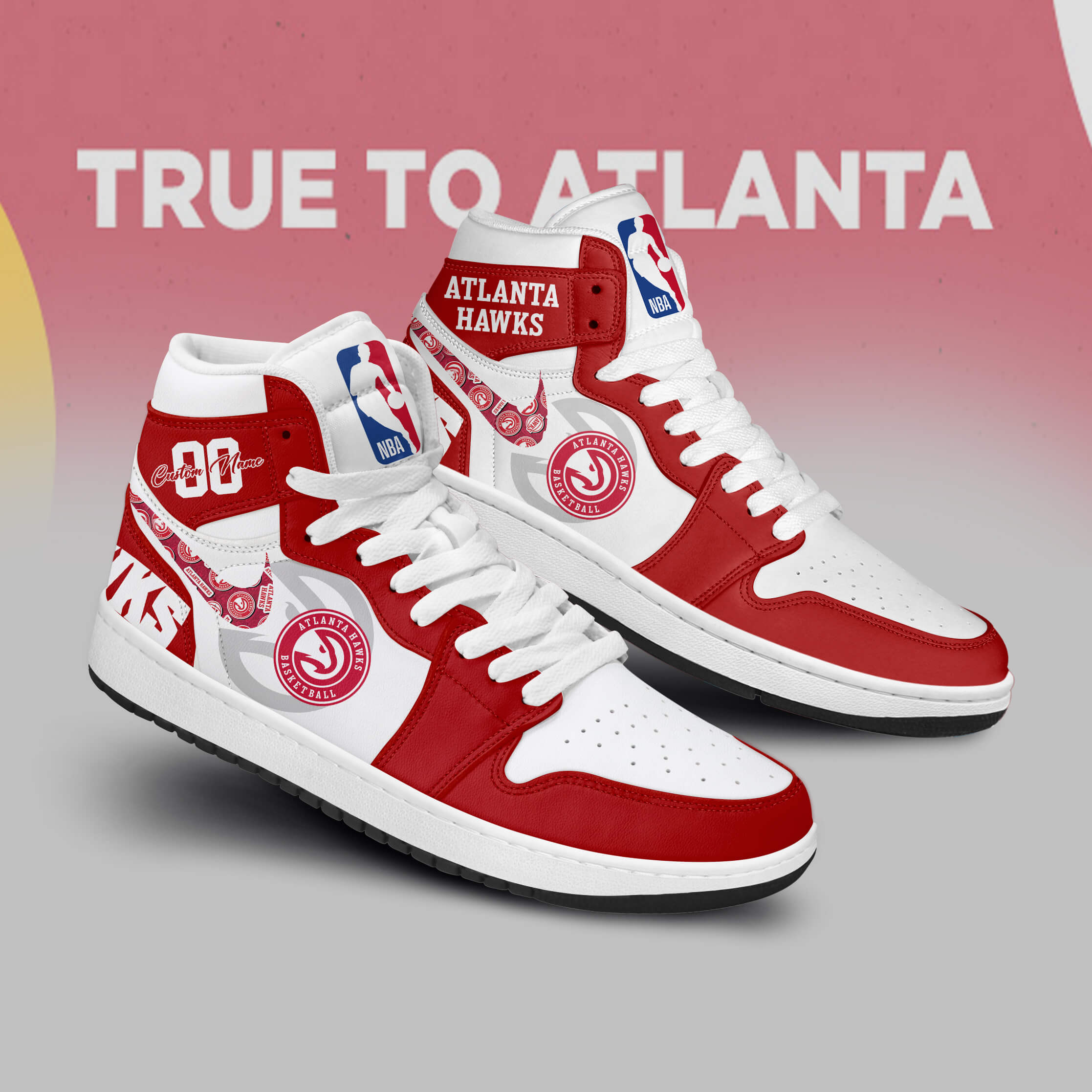 JWFancy Atlanta Hawks AJ1 High Sneakers Shoes For Men And Women