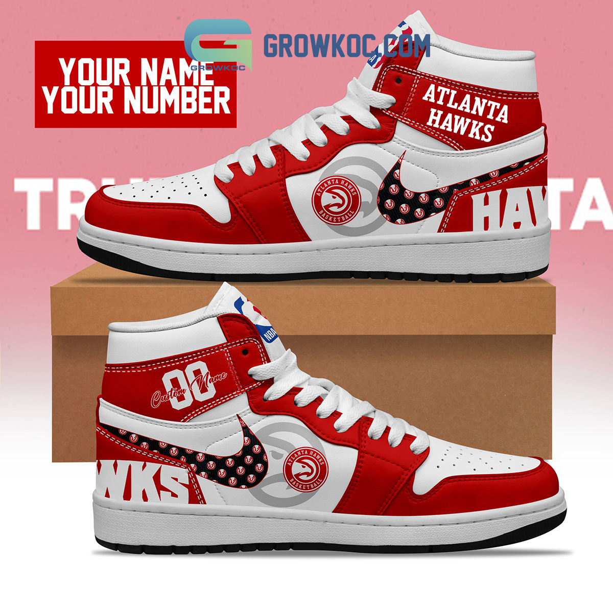 JWFancy Atlanta Hawks AJ1 High Sneakers Shoes For Men And Women