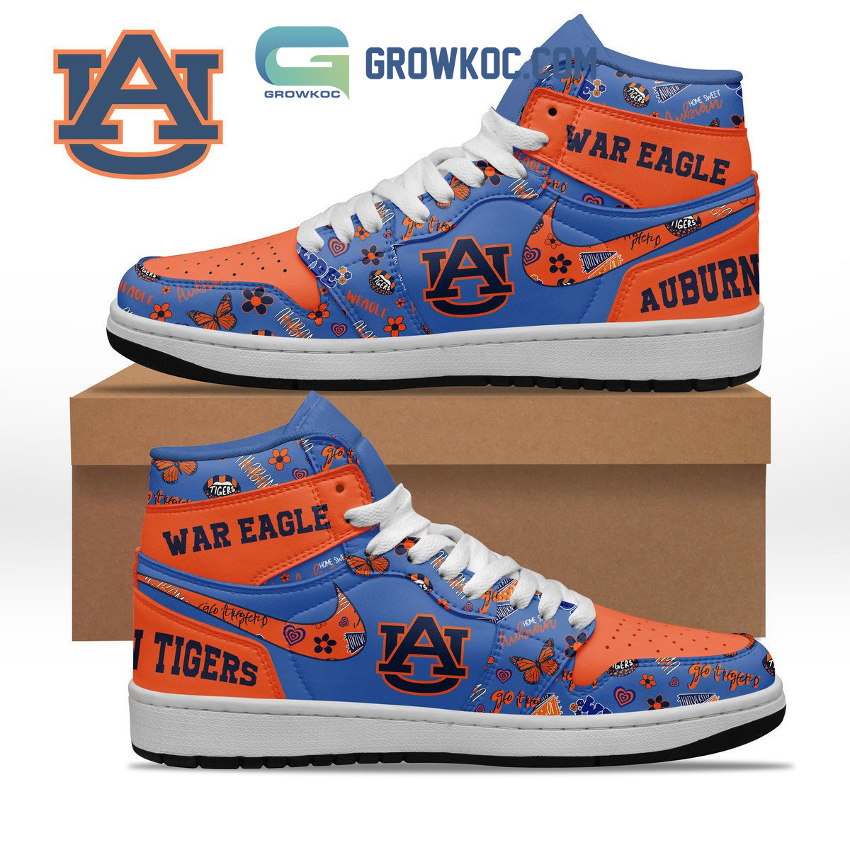 JWFancy Auburn Tigers AJ1 High Sneakers Shoes For Men And Women