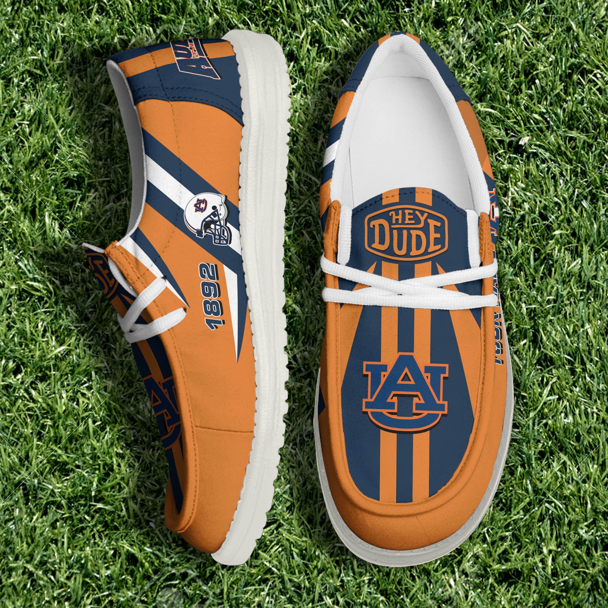 JWFancy Auburn Tigers Hey Dude Shoes Wally Men's Lace Up Loafers Comfortable For Men And Women