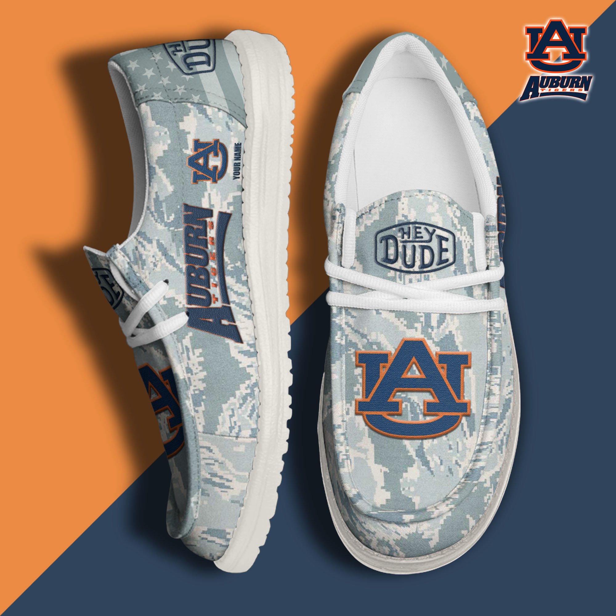 JWFancy Auburn Tigers Hey Dude Shoes Wally Men's Lace Up Loafers Comfortable For Men And Women