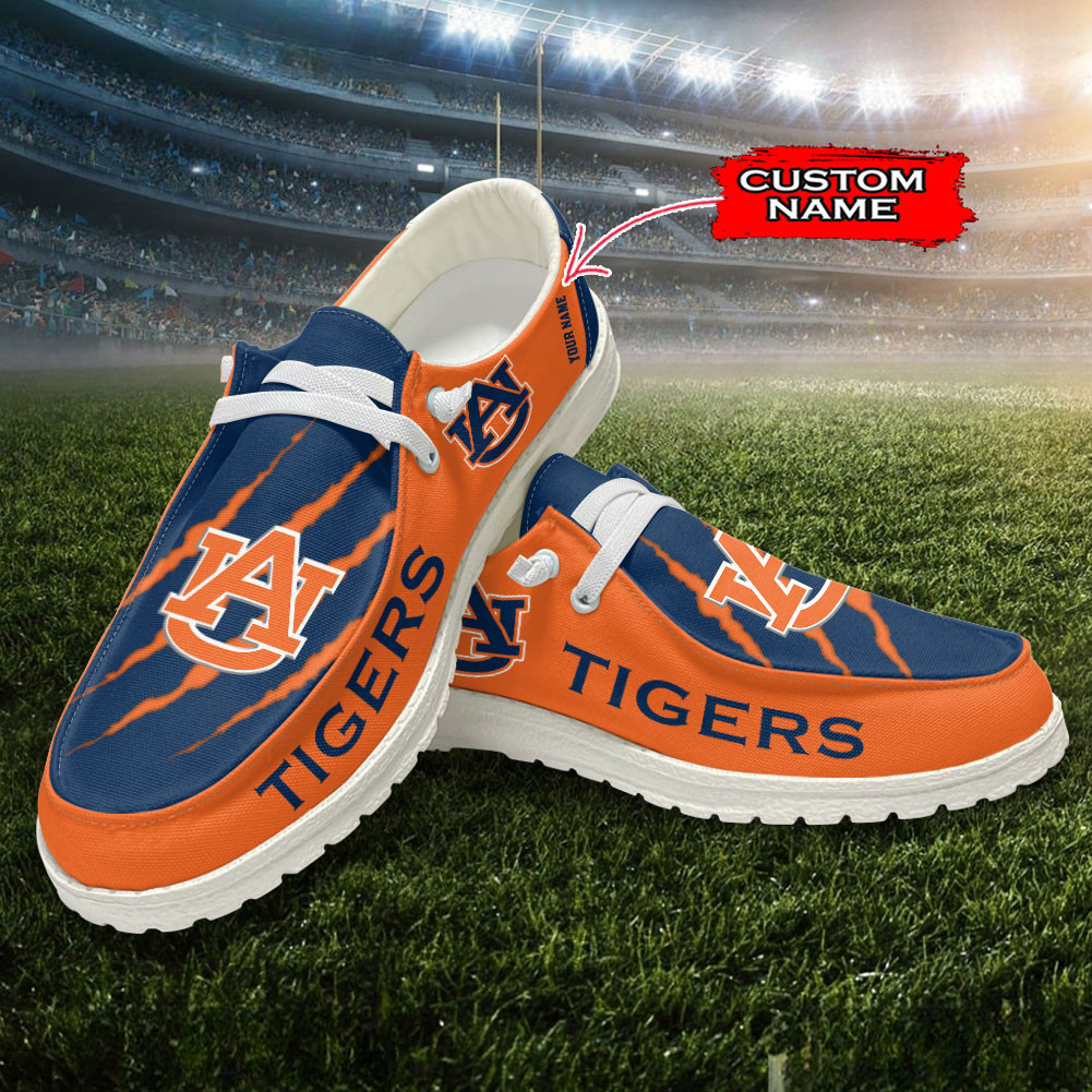 JWFancy Auburn Tigers Hey Dude Shoes Wally Men's Lace Up Loafers Comfortable For Men And Women