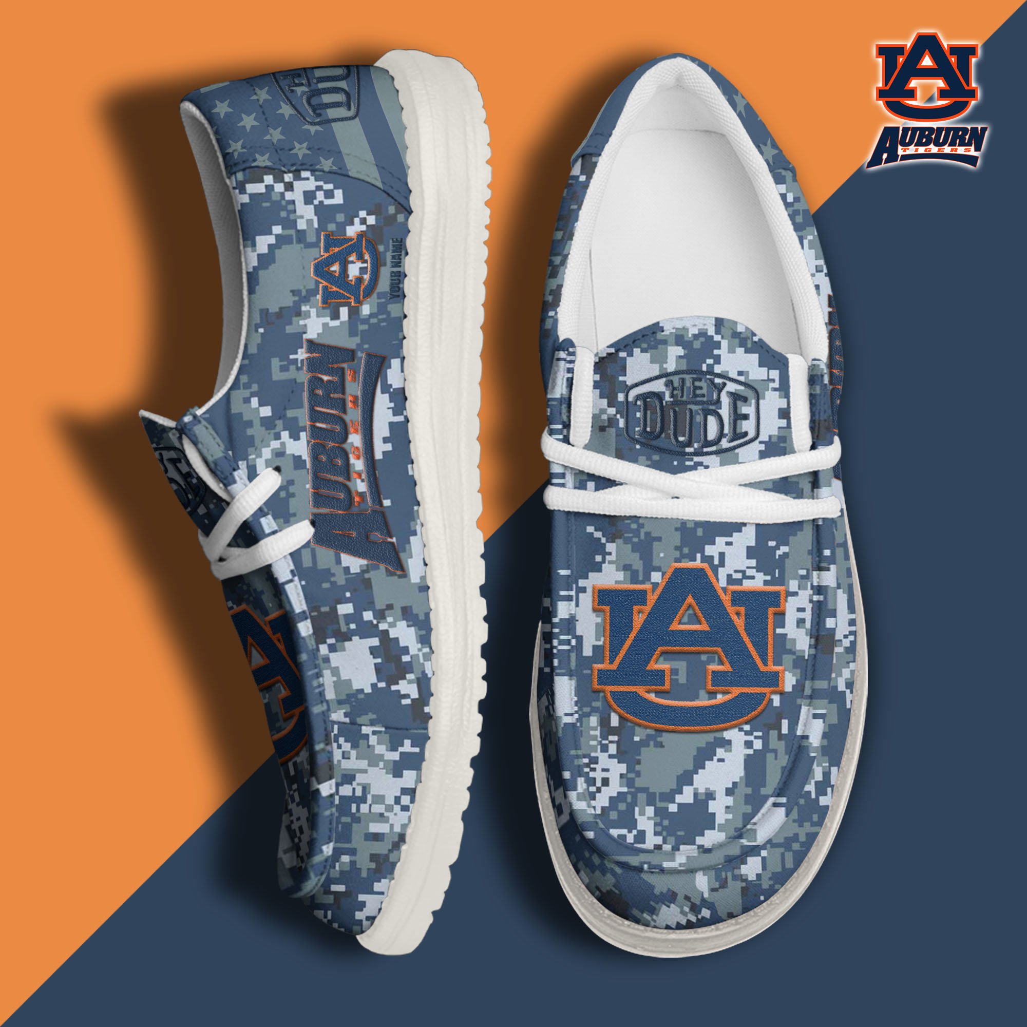 JWFancy Auburn Tigers Hey Dude Shoes Wally Men's Lace Up Loafers Comfortable For Men And Women