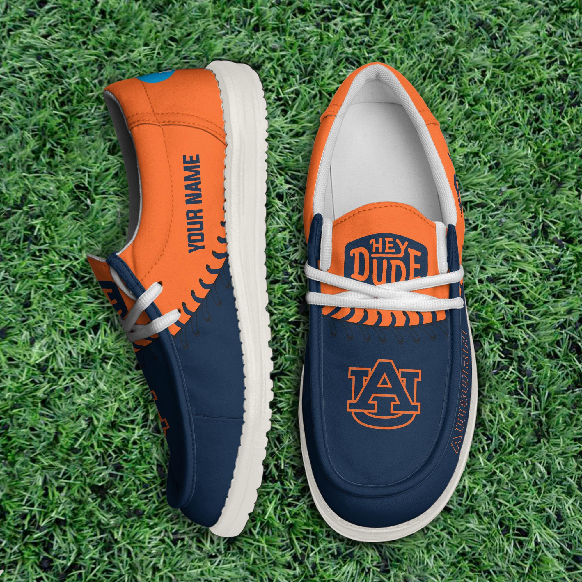 JWFancy Auburn Tigers Hey Dude Shoes Wally Men's Lace Up Loafers Comfortable For Men And Women