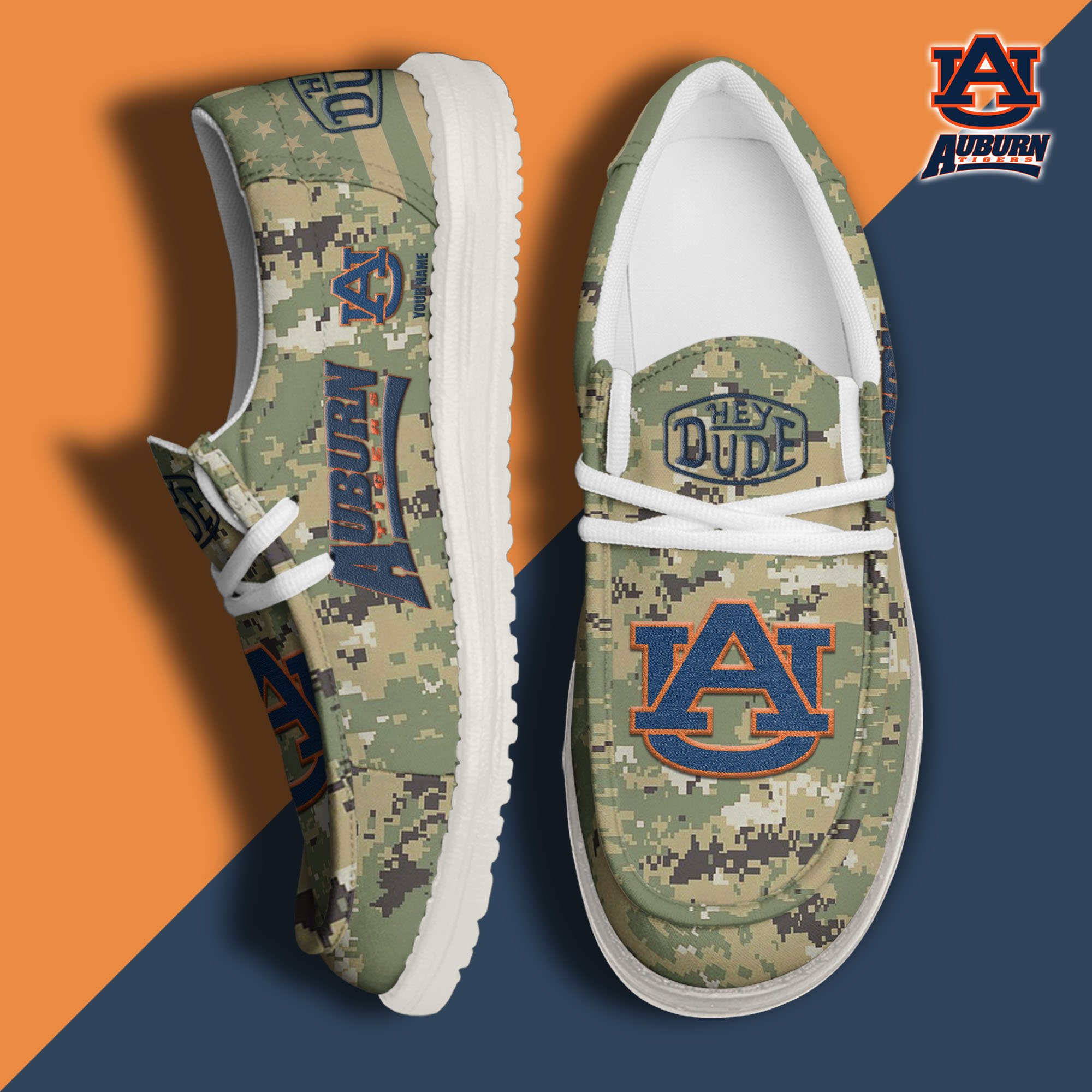 JWFancy Auburn Tigers Hey Dude Shoes Wally Men's Lace Up Loafers Comfortable For Men And Women