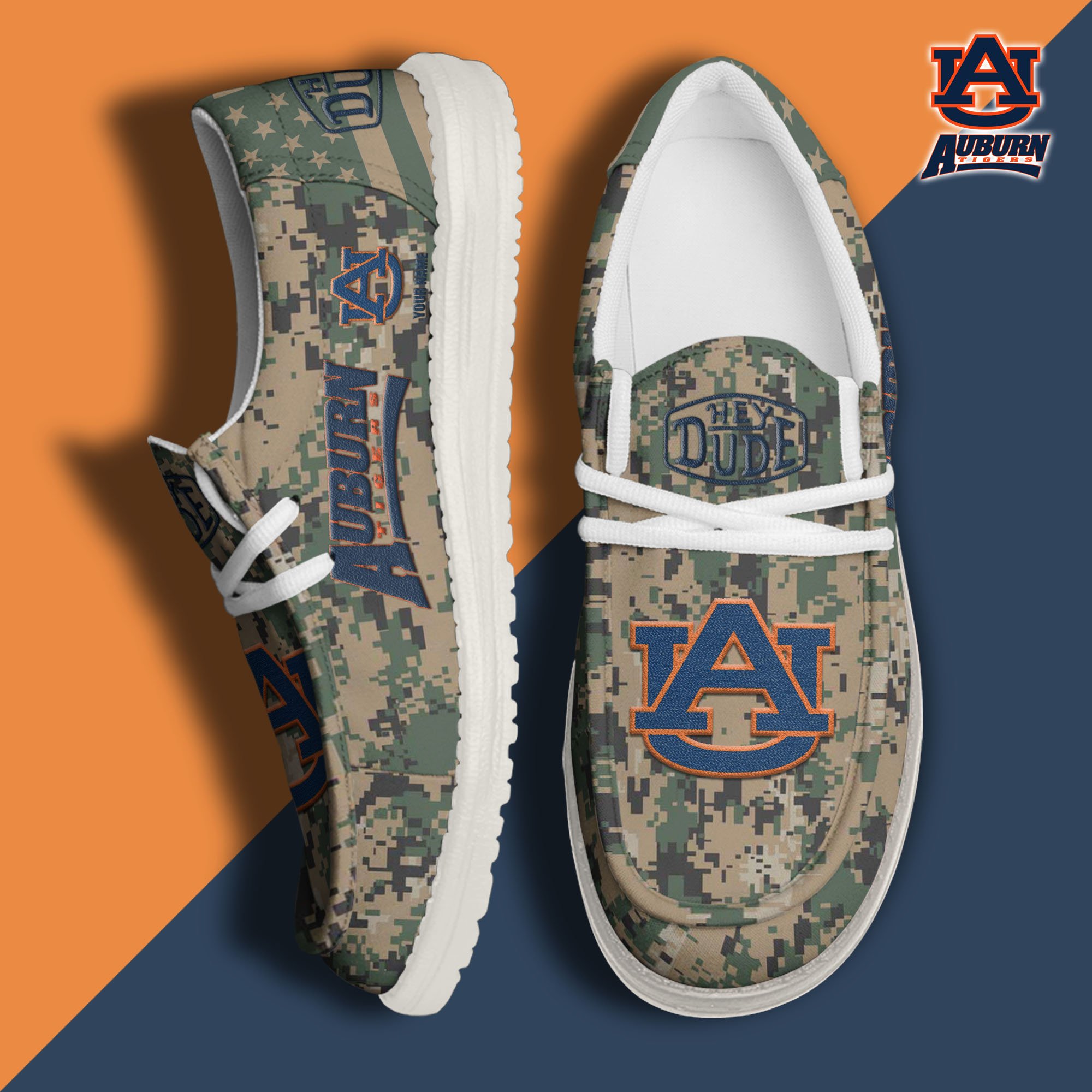 JWFancy Auburn Tigers Hey Dude Shoes Wally Men's Lace Up Loafers Comfortable For Men And Women