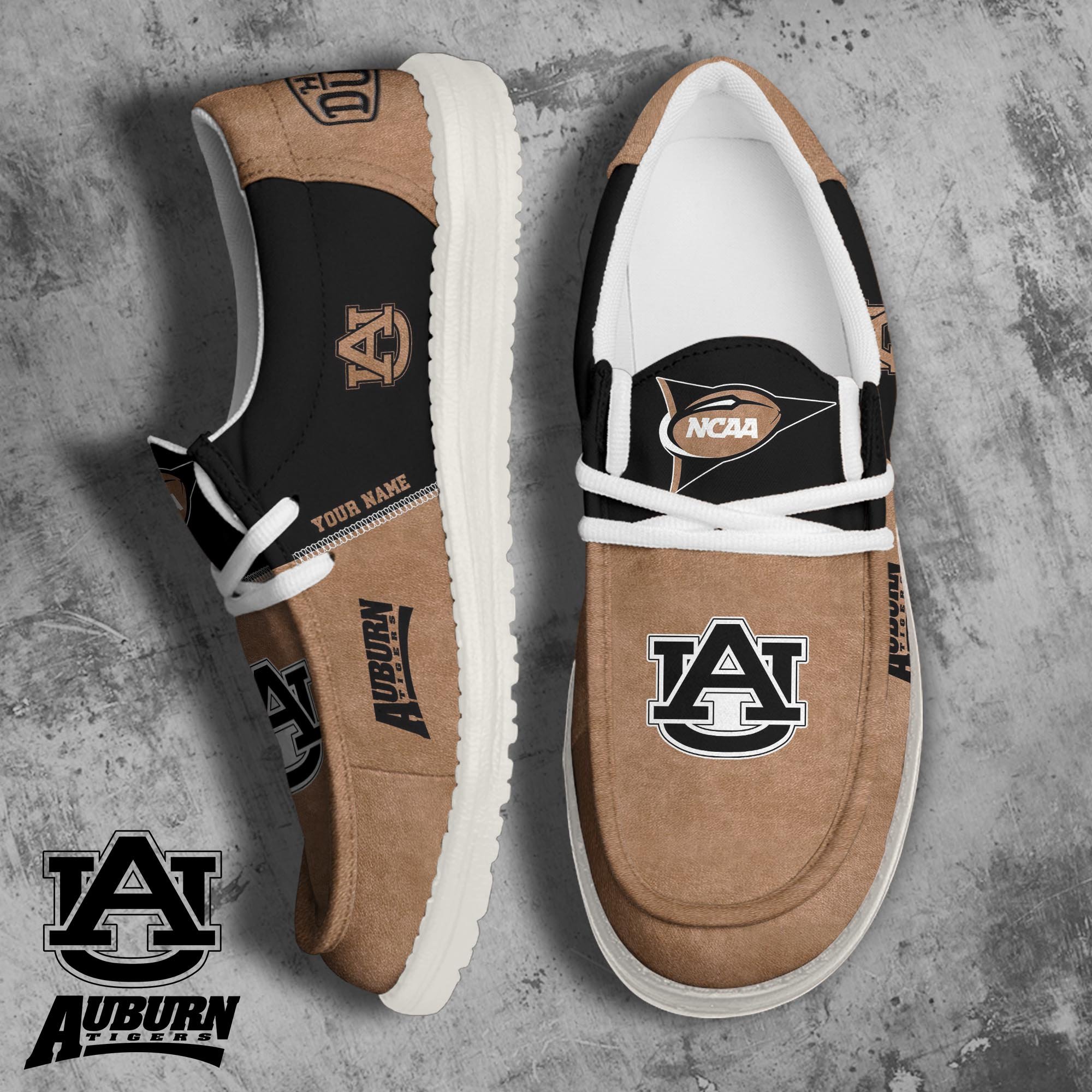 JWFancy Auburn Tigers Hey Dude Shoes Wally Men's Lace Up Loafers Comfortable For Men And Women