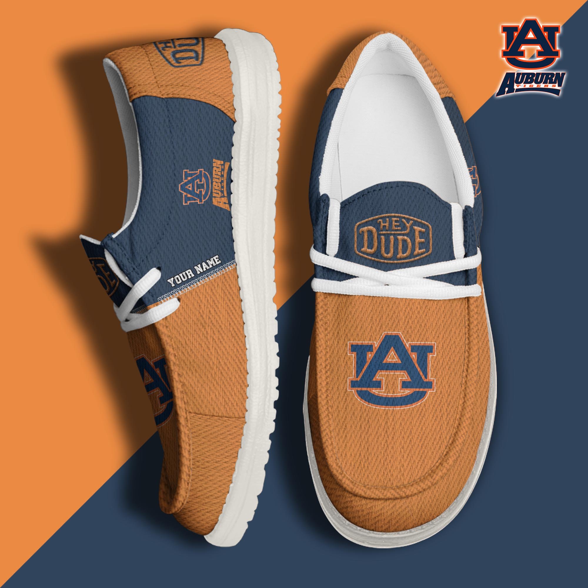 JWFancy Auburn Tigers Hey Dude Shoes Wally Men's Lace Up Loafers Comfortable For Men And Women