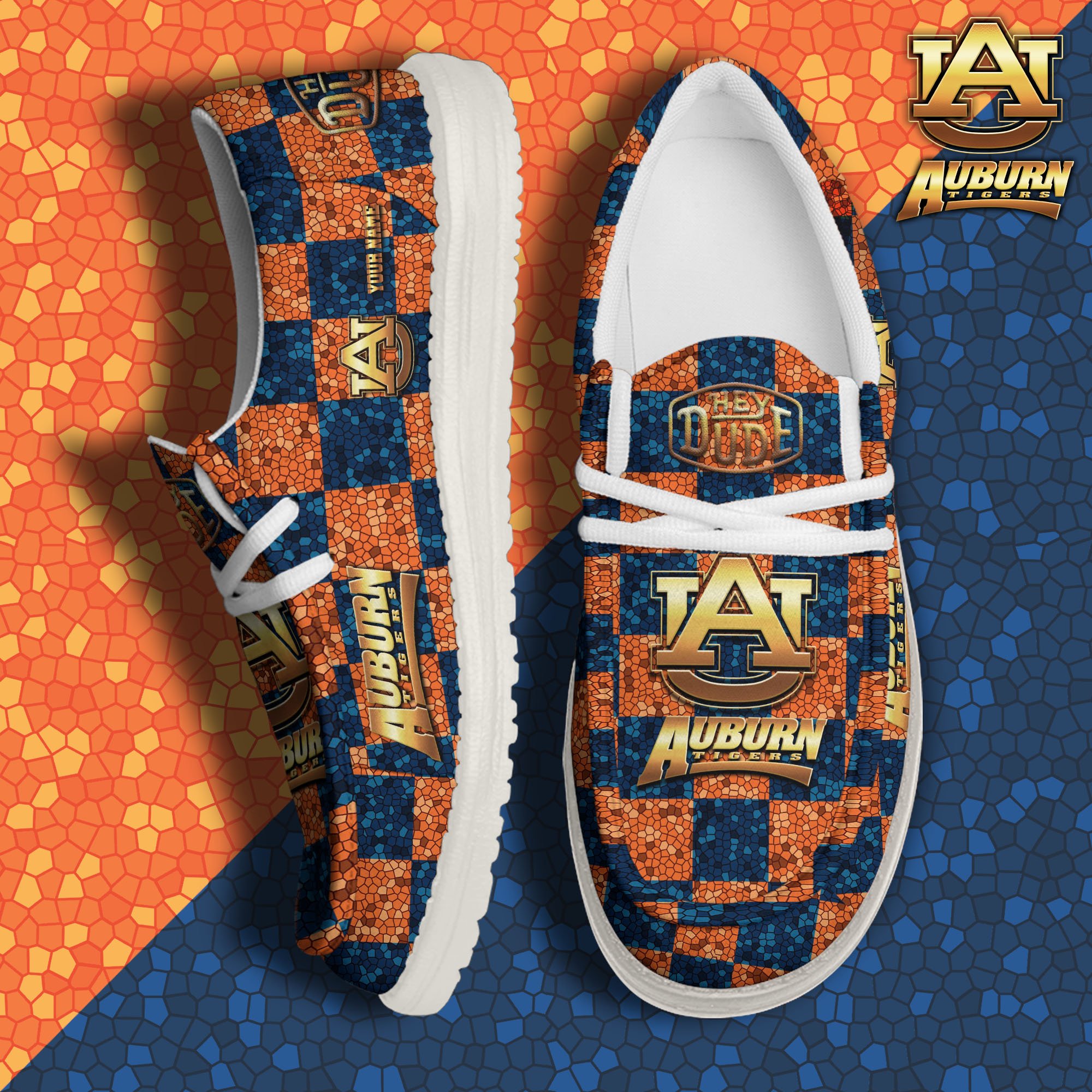 JWFancy Auburn Tigers Hey Dude Shoes Wally Men's Lace Up Loafers Comfortable For Men And Women