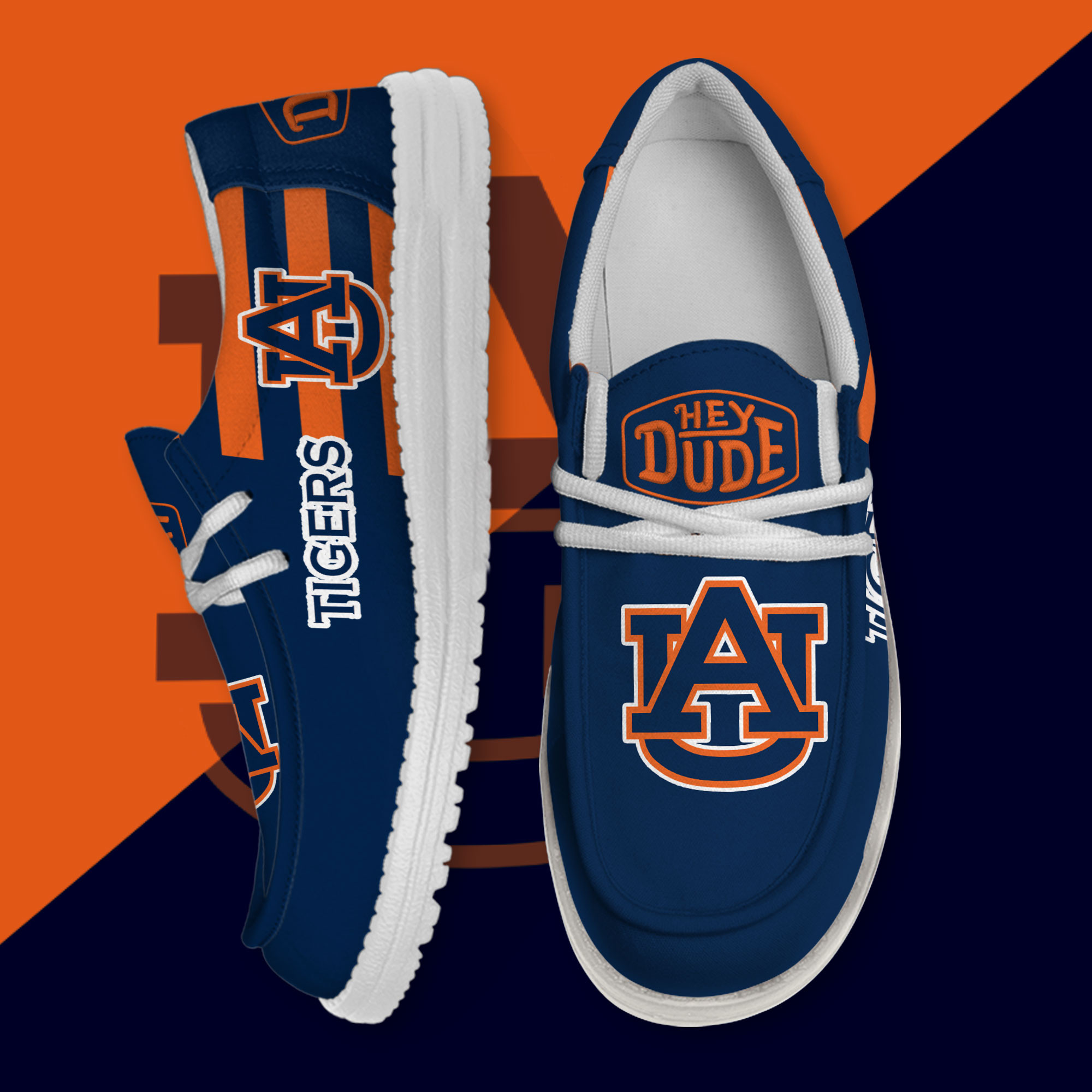 JWFancy Auburn Tigers Hey Dude Shoes Wally Men's Lace Up Loafers Comfortable For Men And Women