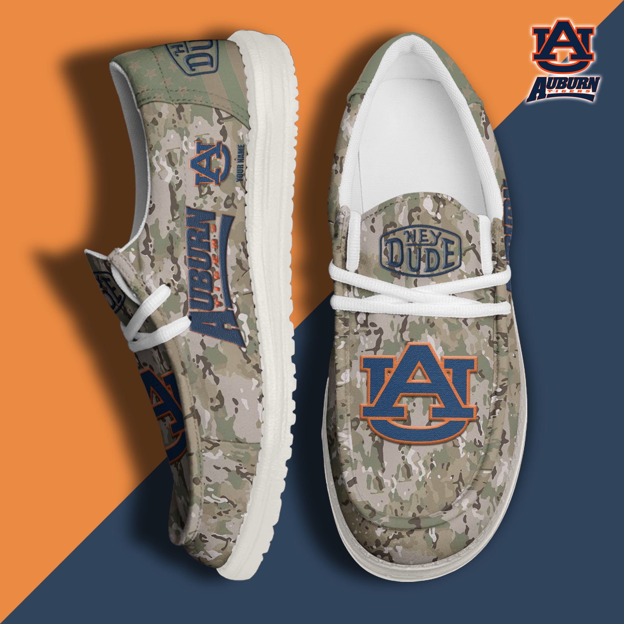JWFancy Auburn Tigers Hey Dude Shoes Wally Men's Lace Up Loafers Comfortable For Men And Women