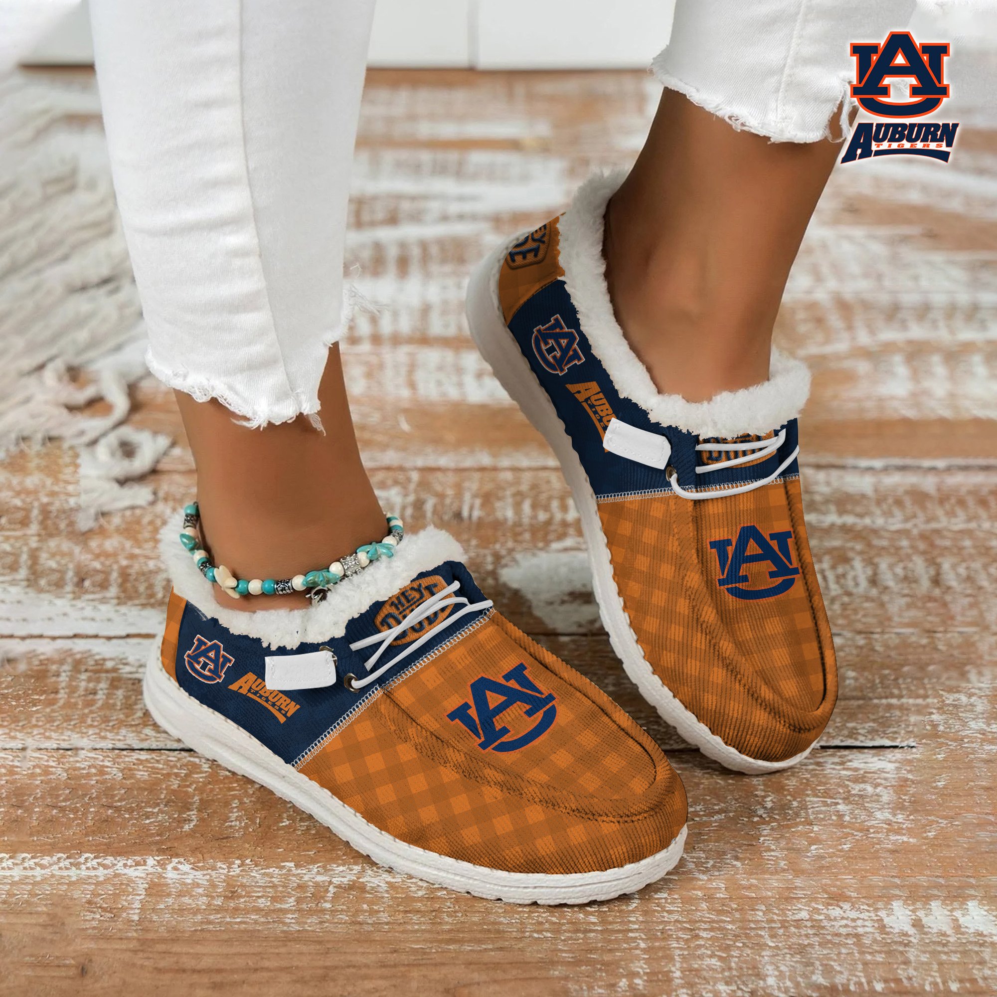 JWFancy Auburn Tigers Hey Dude Shoes Wally Men's Lace Up Loafers Comfortable For Men And Women