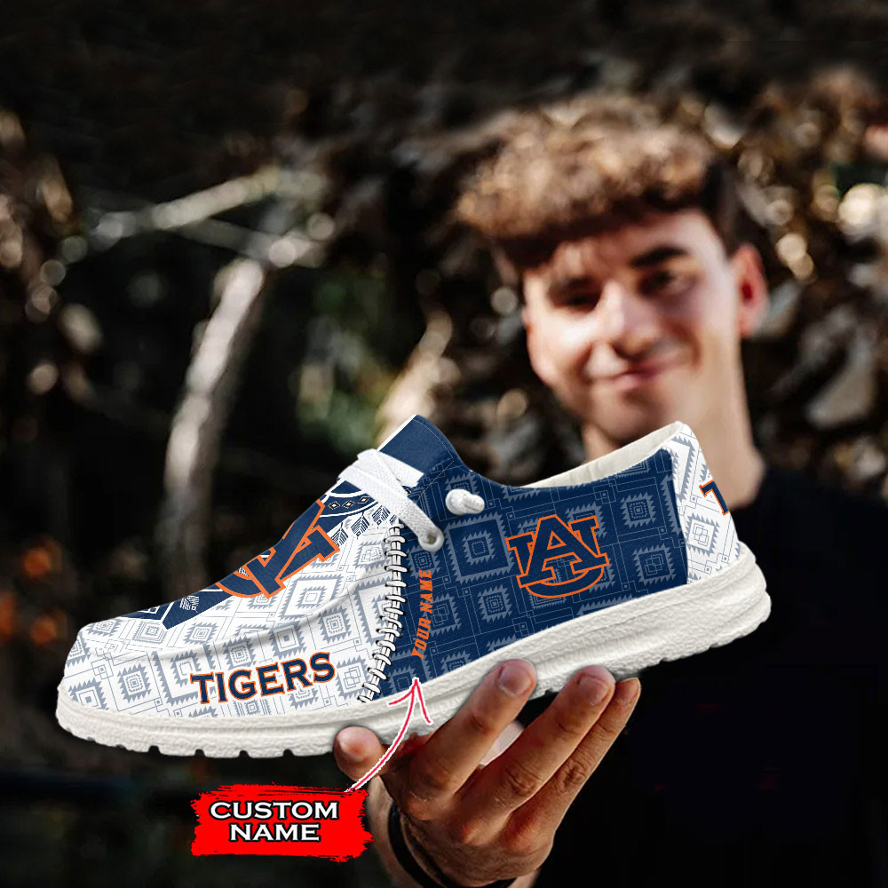 JWFancy Auburn Tigers Hey Dude Shoes Wally Men's Lace Up Loafers Comfortable For Men And Women