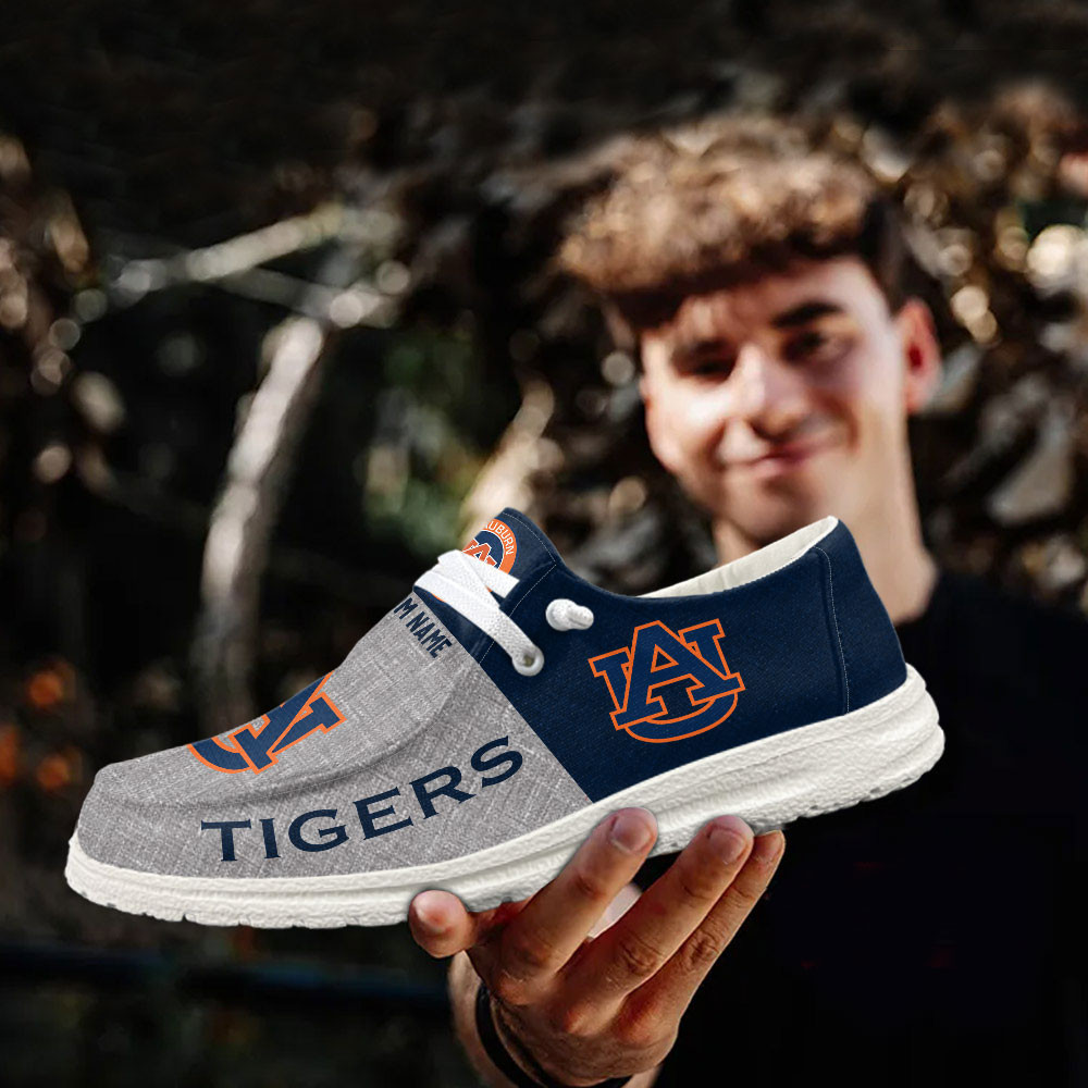 JWFancy Auburn Tigers Hey Dude Shoes Wally Men's Lace Up Loafers Comfortable For Men And Women