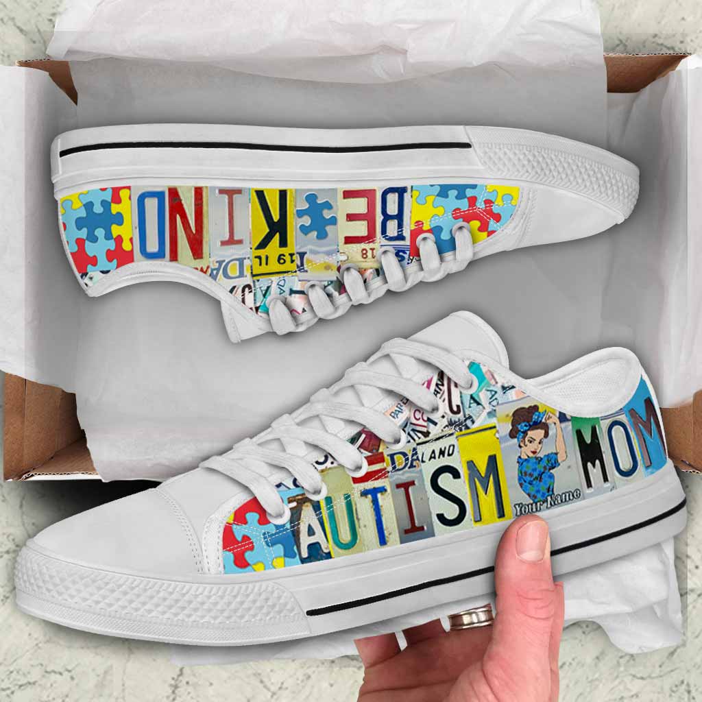 JWFancy Autism Mom License Plates Low Top Canvas Sneakers Shoes For Men And Women