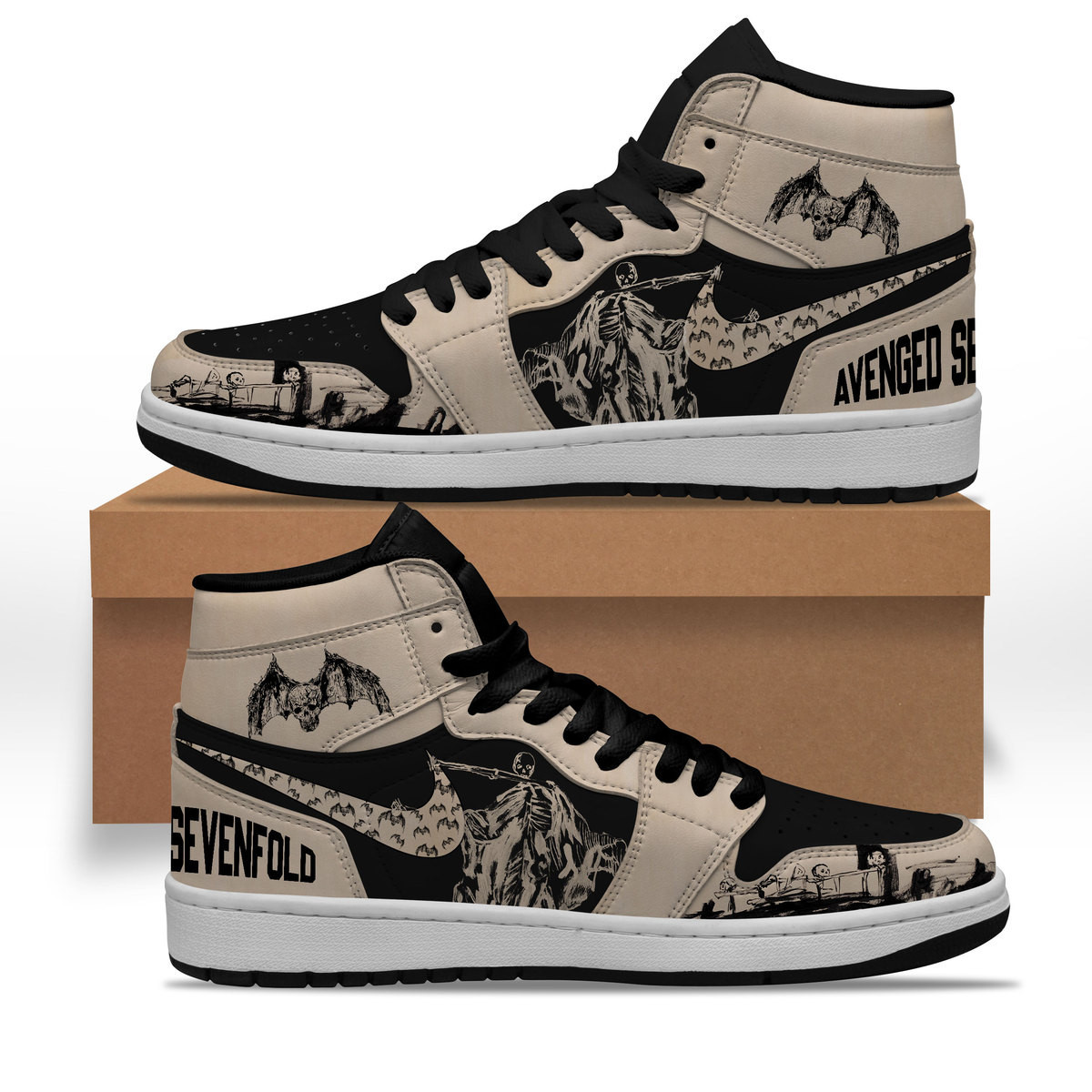 JWFancy Avenged Sevenfold AJ1 High Sneakers Shoes For Men And Women