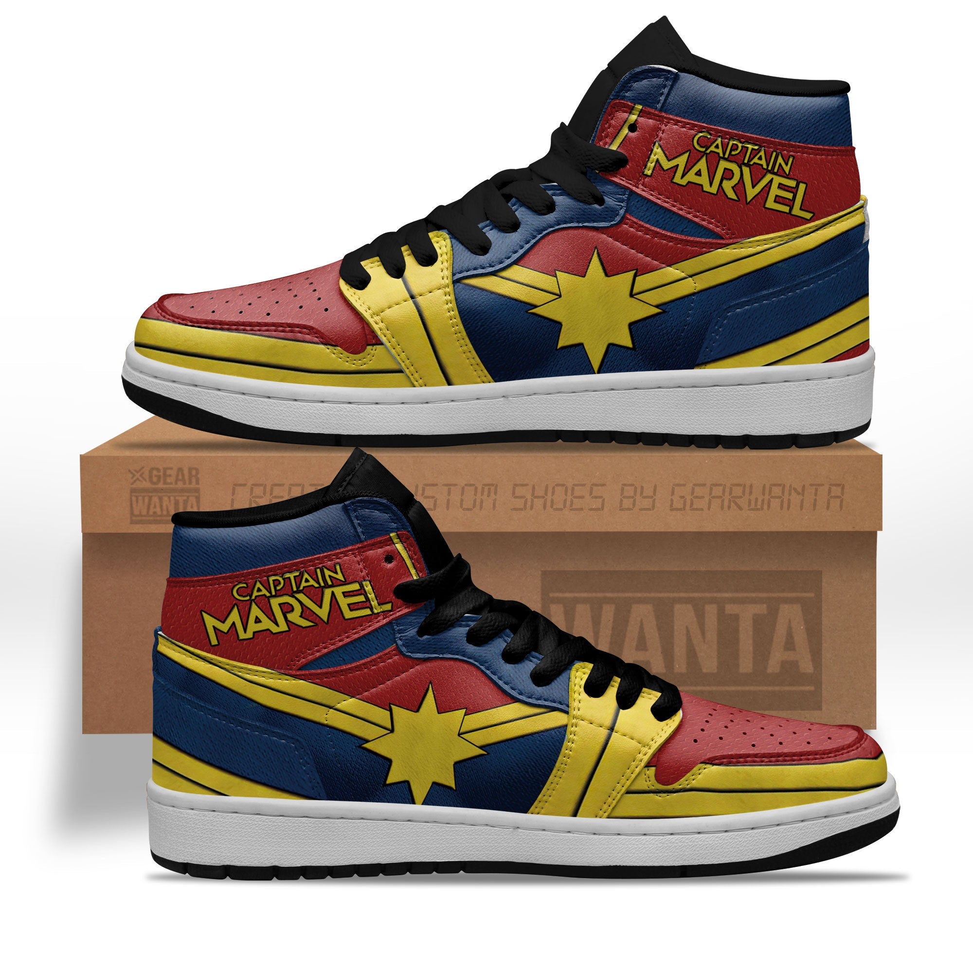 JWFancy Avenger Captain Marvel AJ1 High Sneakers Shoes For Men And Women