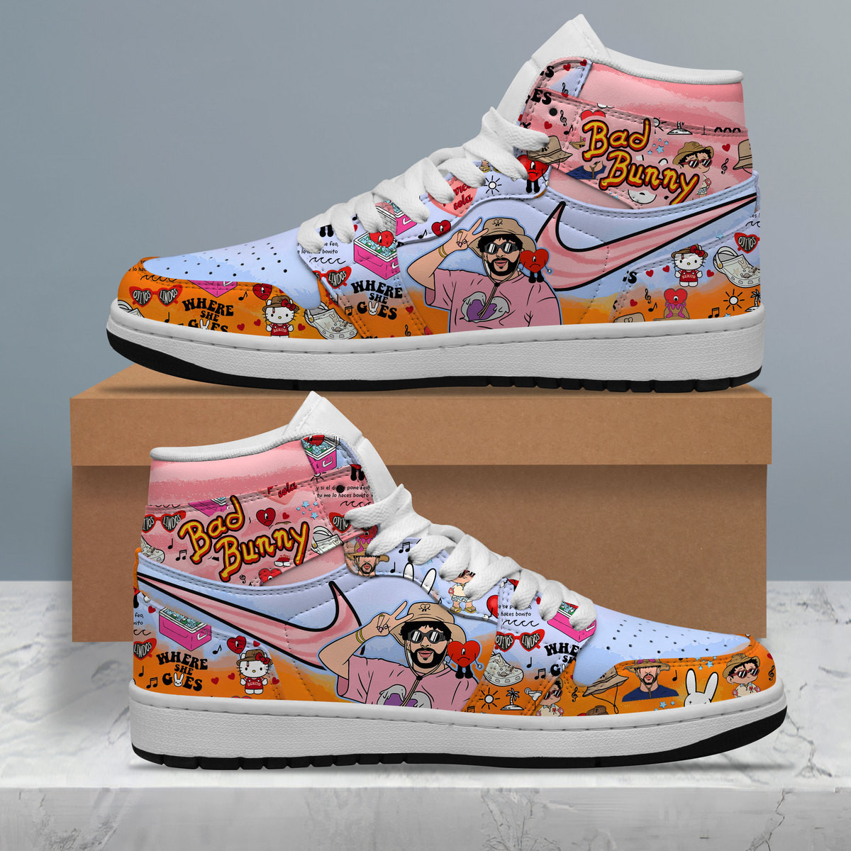 JWFancy Bad Bunny AJ1 High Sneakers Shoes For Men And Women