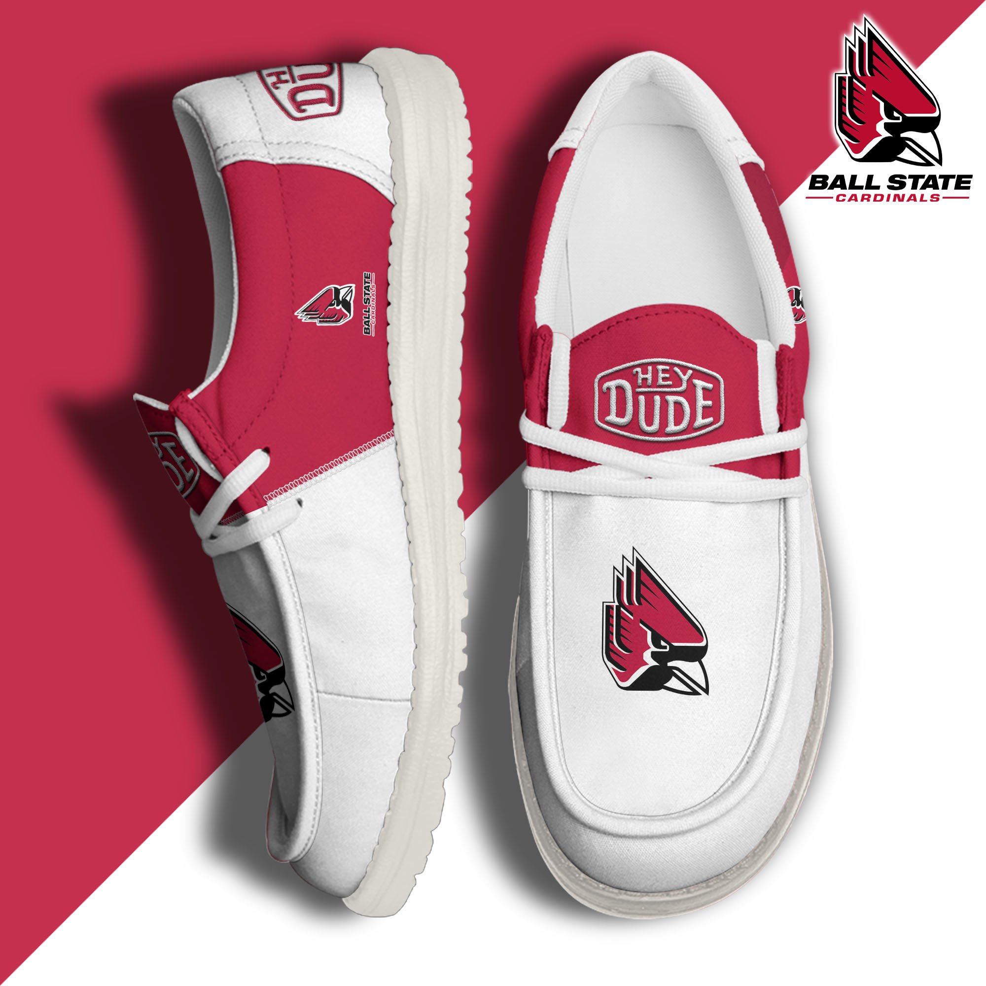 JWFancy Ball State Cardinals Hey Dude Shoes Wally Men's Lace Up Loafers Comfortable For Men And Women