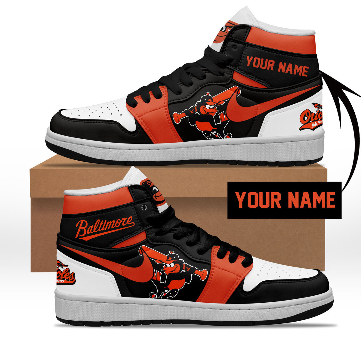 JWFancy Baltimore Orioles AJ1 High Sneakers Shoes For Men And Women