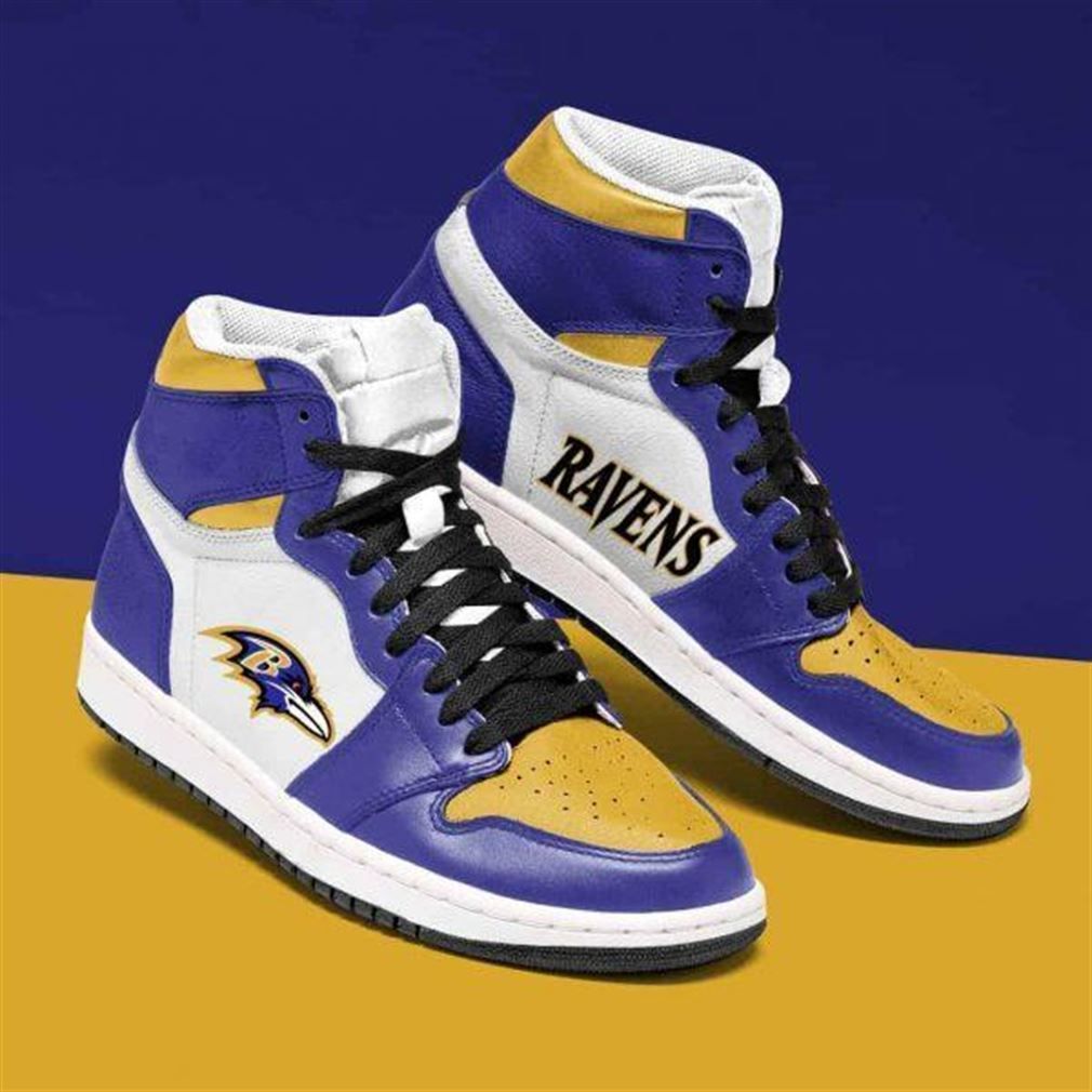 JWFancy Baltimore Ravens AJ1 High Sneakers Shoes For Men And Women