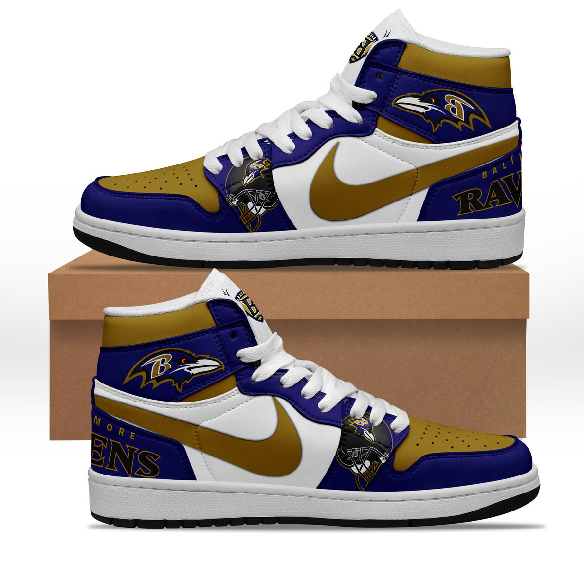 JWFancy Baltimore Ravens AJ1 High Sneakers Shoes For Men And Women