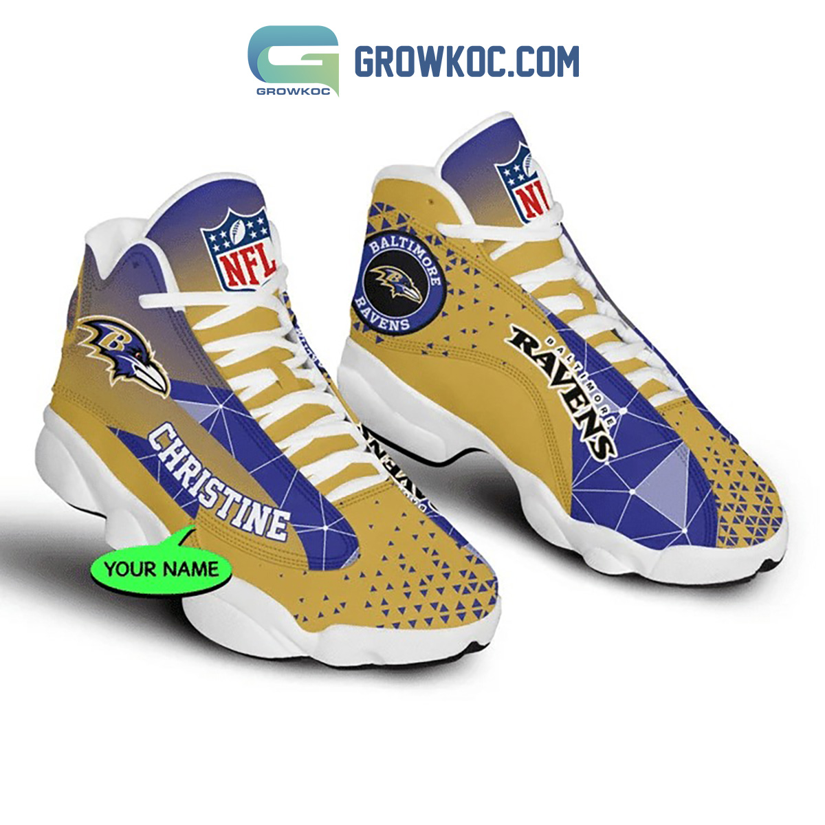 JWFancy Baltimore Ravens AJ13 Sneakers Shoes For Men And Women