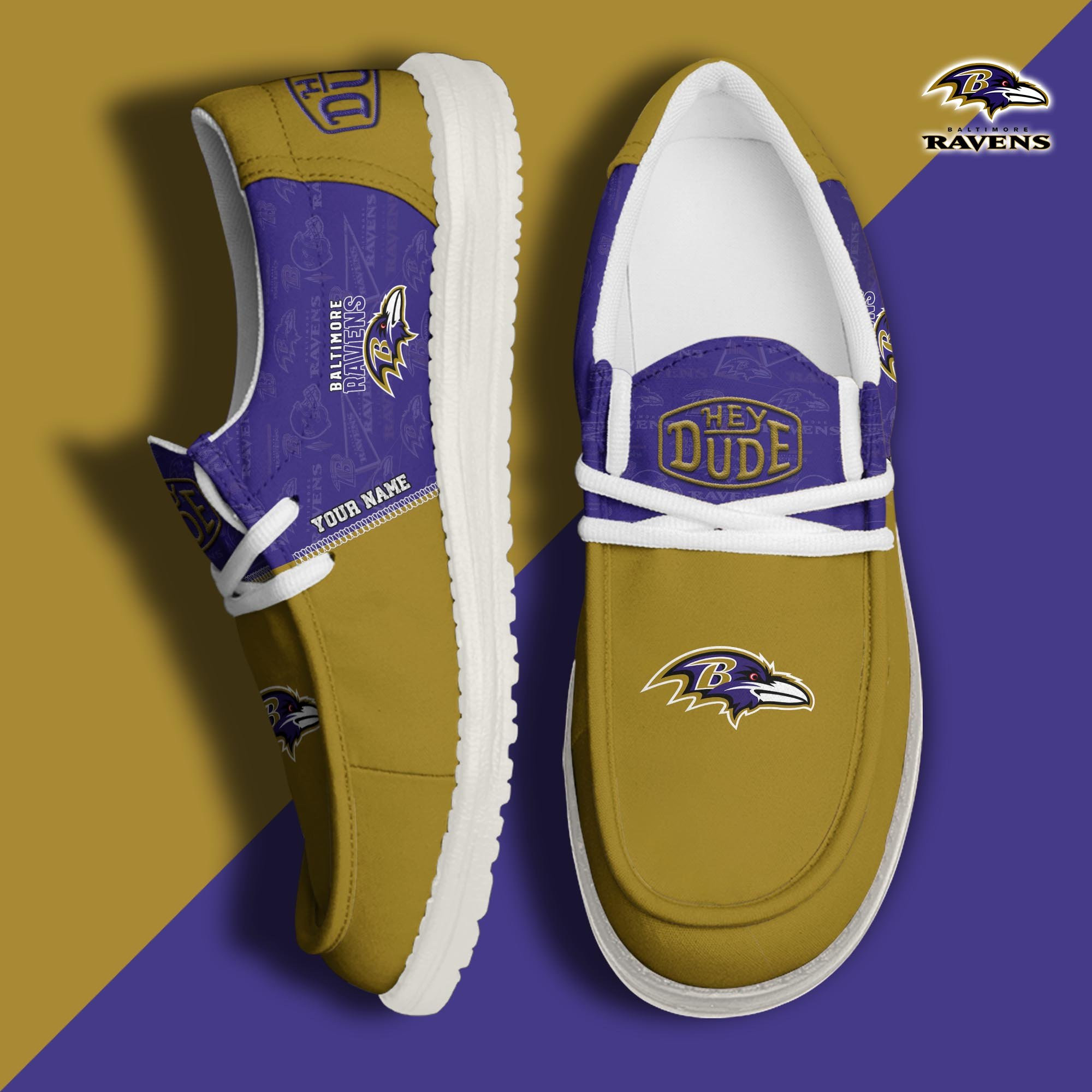 JWFancy Baltimore Ravens – Custom Name Hey Dude