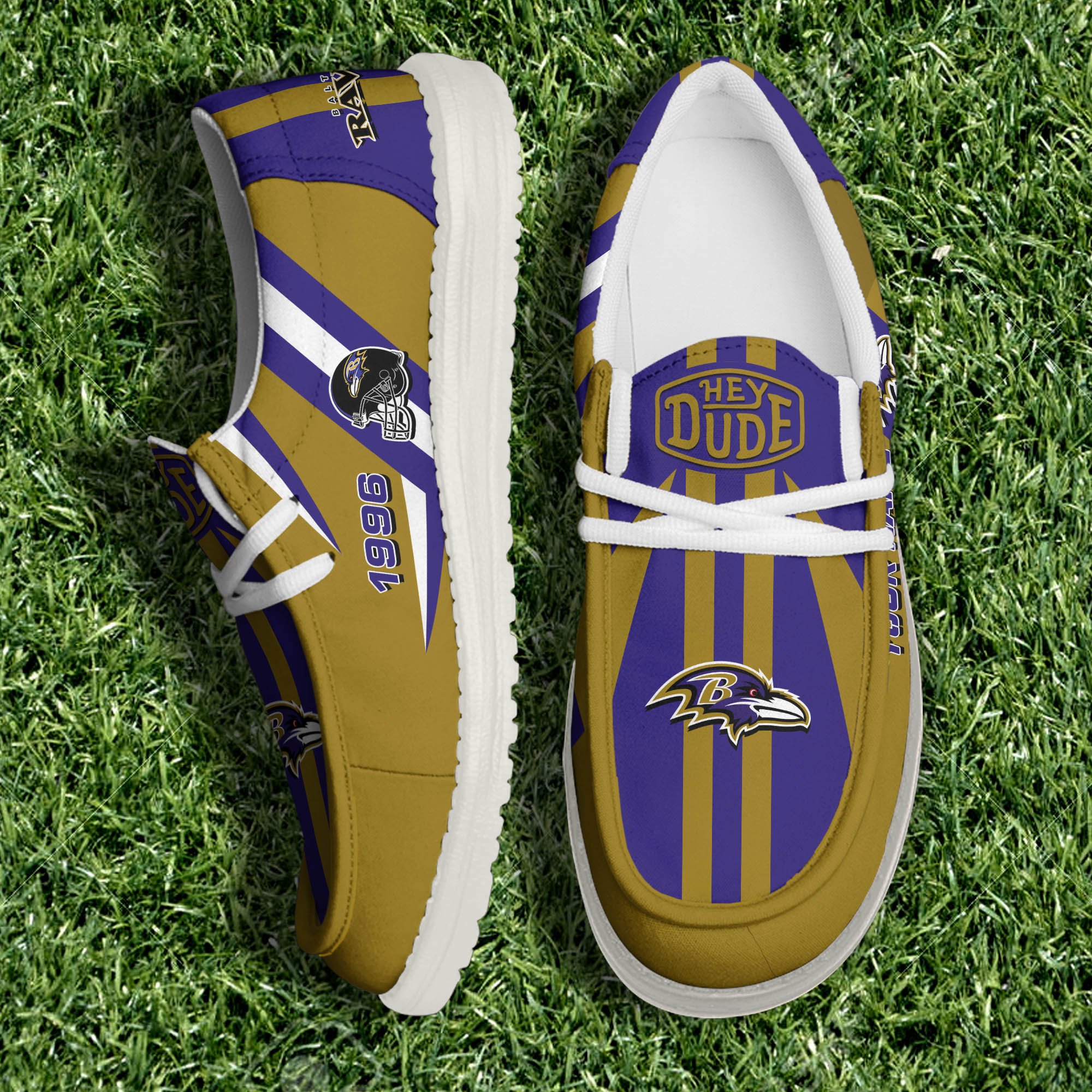 JWFancy Baltimore Ravens Hey Dude Shoes Wally Men's Lace Up Loafers Comfortable For Men And Women