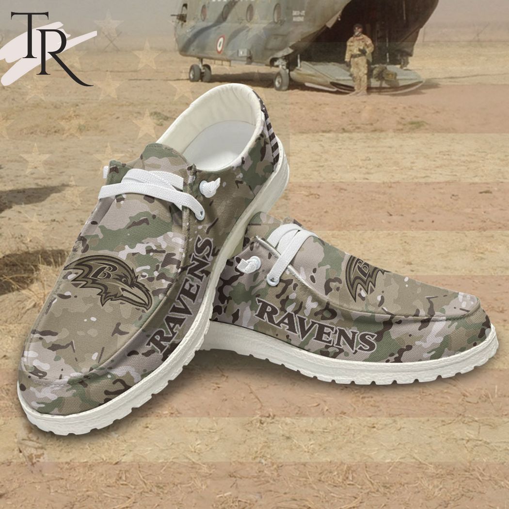 JWFancy Baltimore Ravens Hey Dude Shoes Wally Men's Lace Up Loafers Comfortable For Men And Women