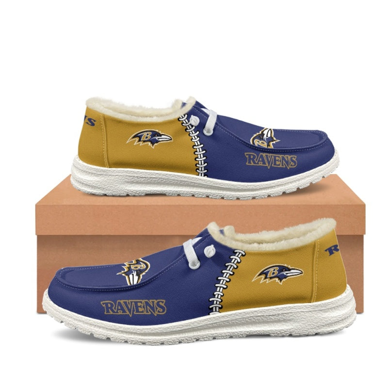 JWFancy Baltimore Ravens Hey Dude Shoes Wally Men's Lace Up Loafers Comfortable For Men And Women