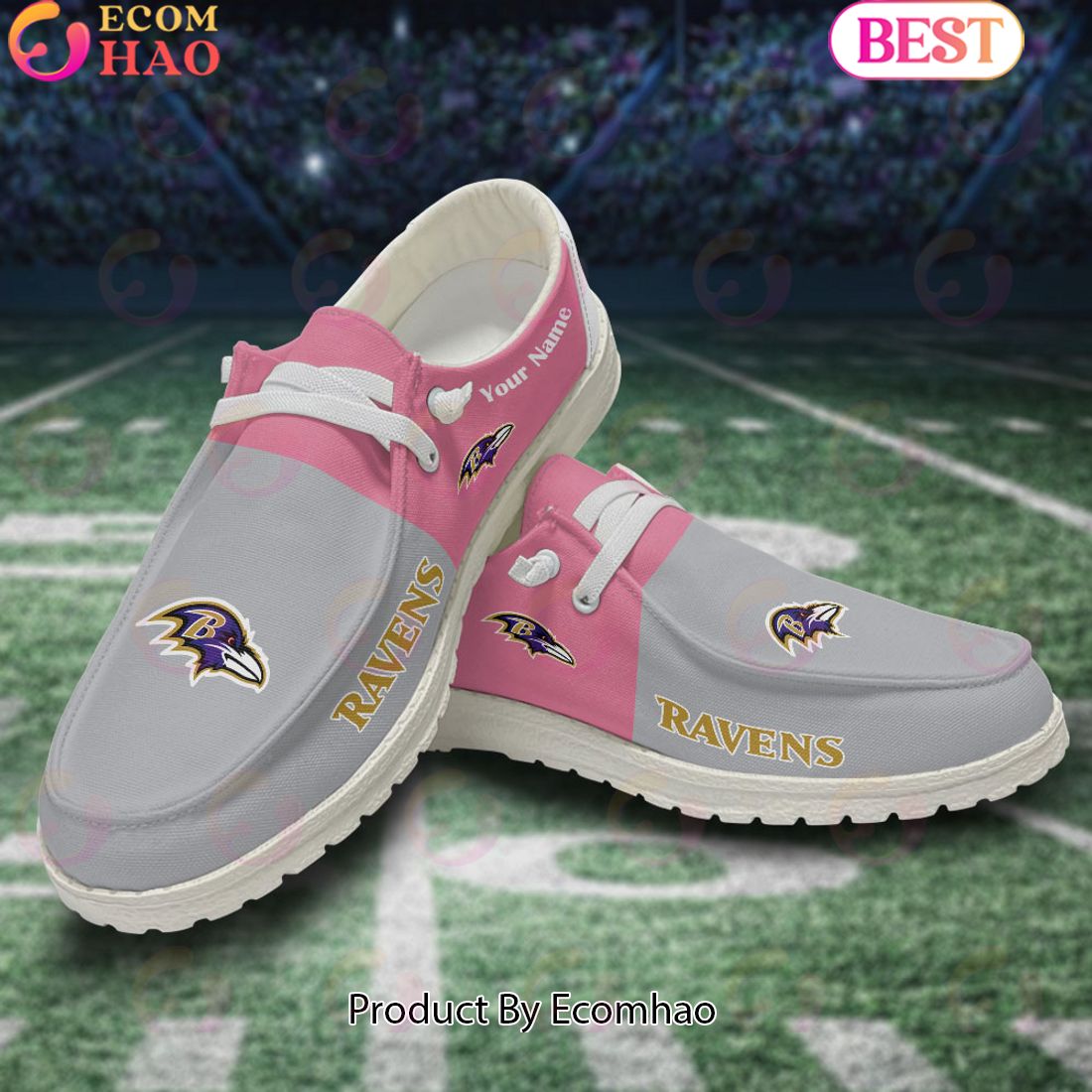 JWFancy Baltimore Ravens Hey Dude Shoes Wally Men's Lace Up Loafers Comfortable For Men And Women