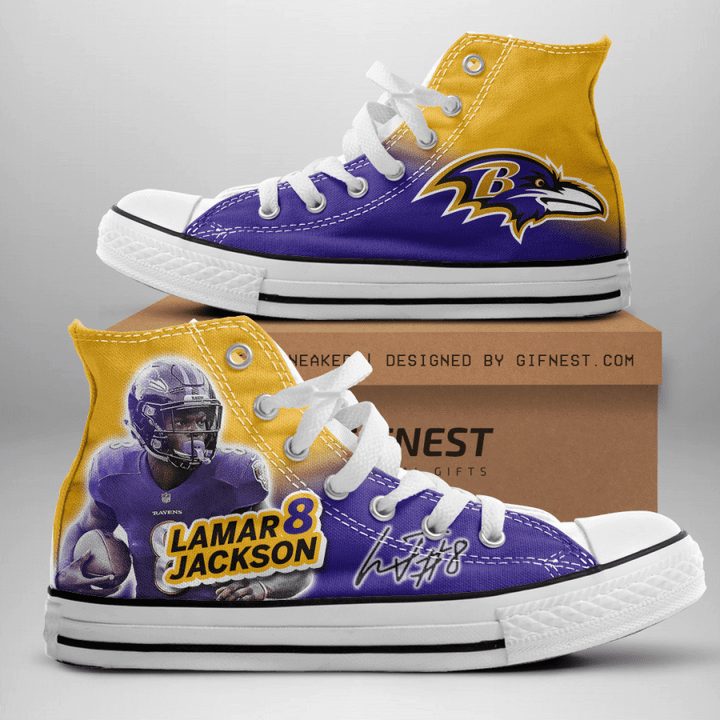 JWFancy Baltimore Ravens High Top Canvas Sneakers Shoes For Men And Women