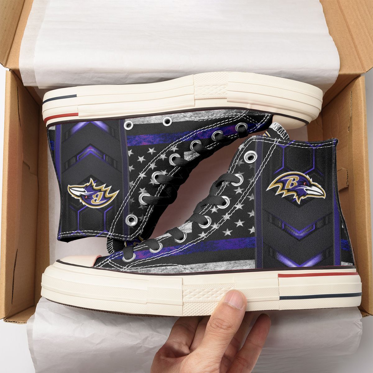 JWFancy Baltimore Ravens High Top Canvas Sneakers Shoes For Men And Women