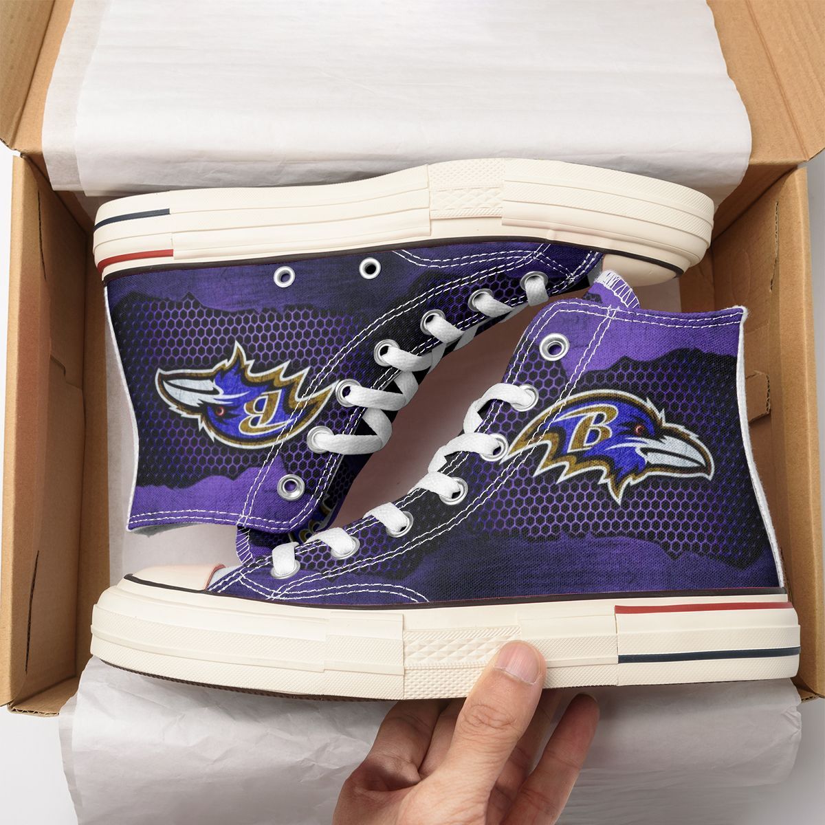 JWFancy Baltimore Ravens High Top Canvas Sneakers Shoes For Men And Women